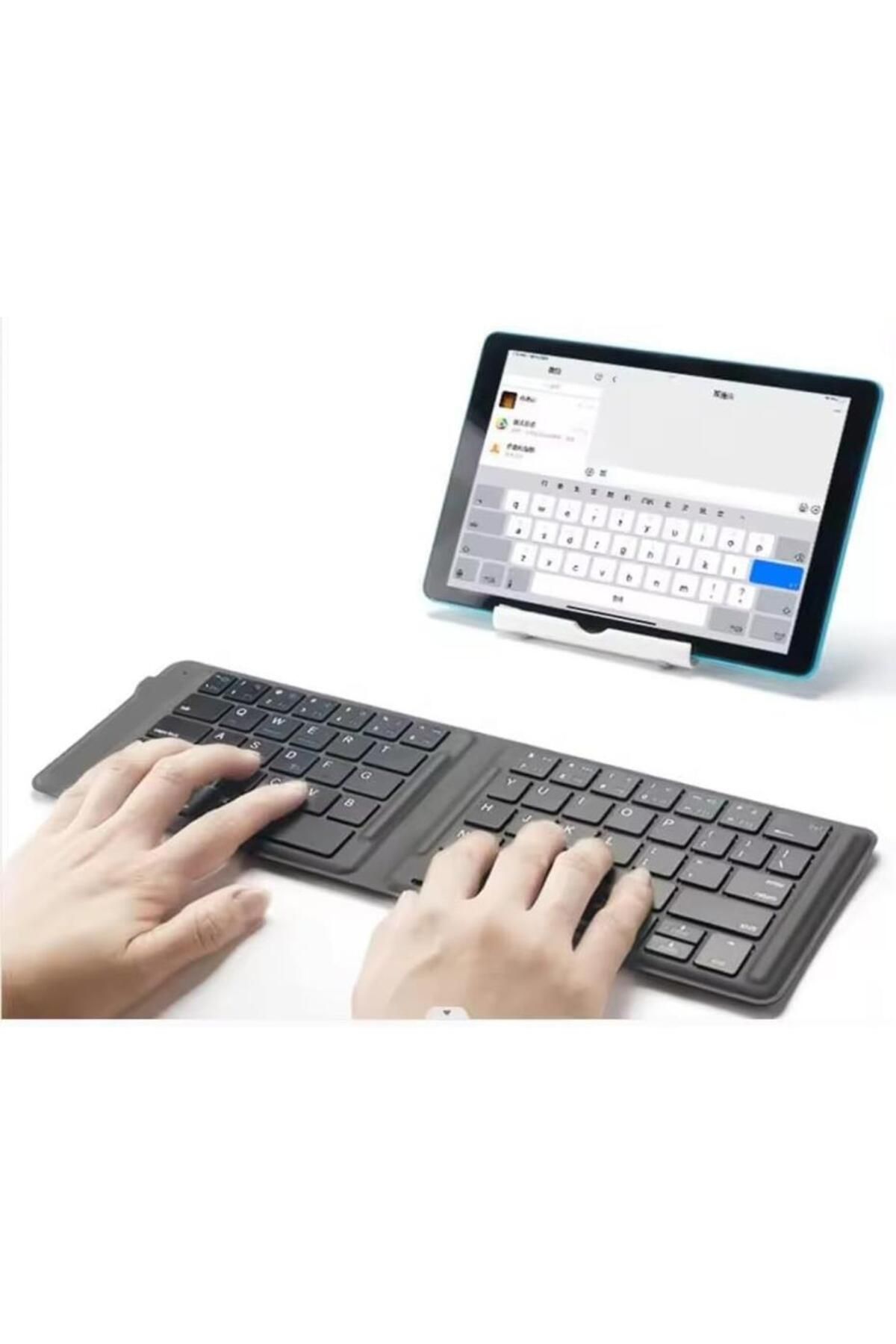 TezMax Samsung Galaxy Tab Active 3 SM T577 Uyumlu Kablosuz Bluetooth arjl Katlan r Klavye Bilgisayar Tablet