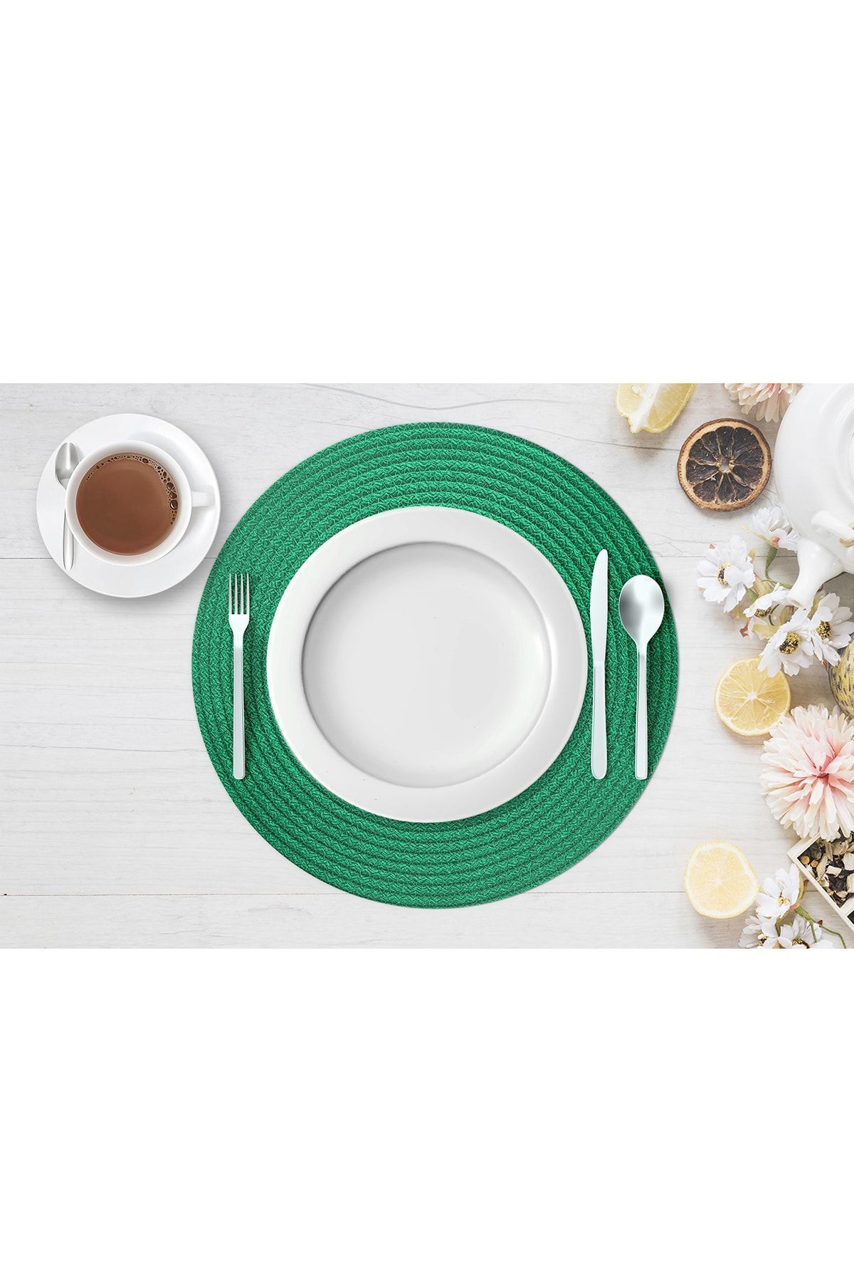 GARDENYA HOME-طبق من القش المحبوك من Volonte Grass Green Jute American Serve 5