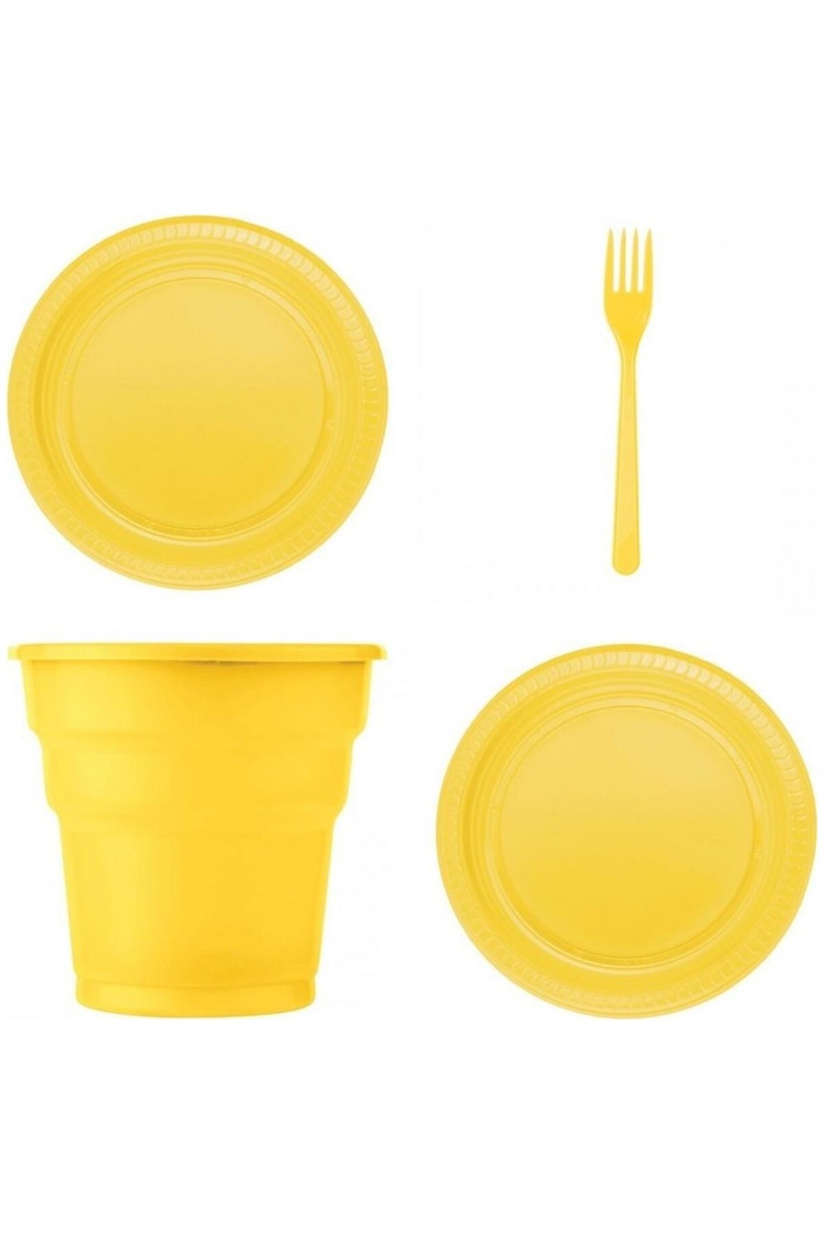 Genel Markalar Plastik Tabak Bardak Çatal Seti 25 Li