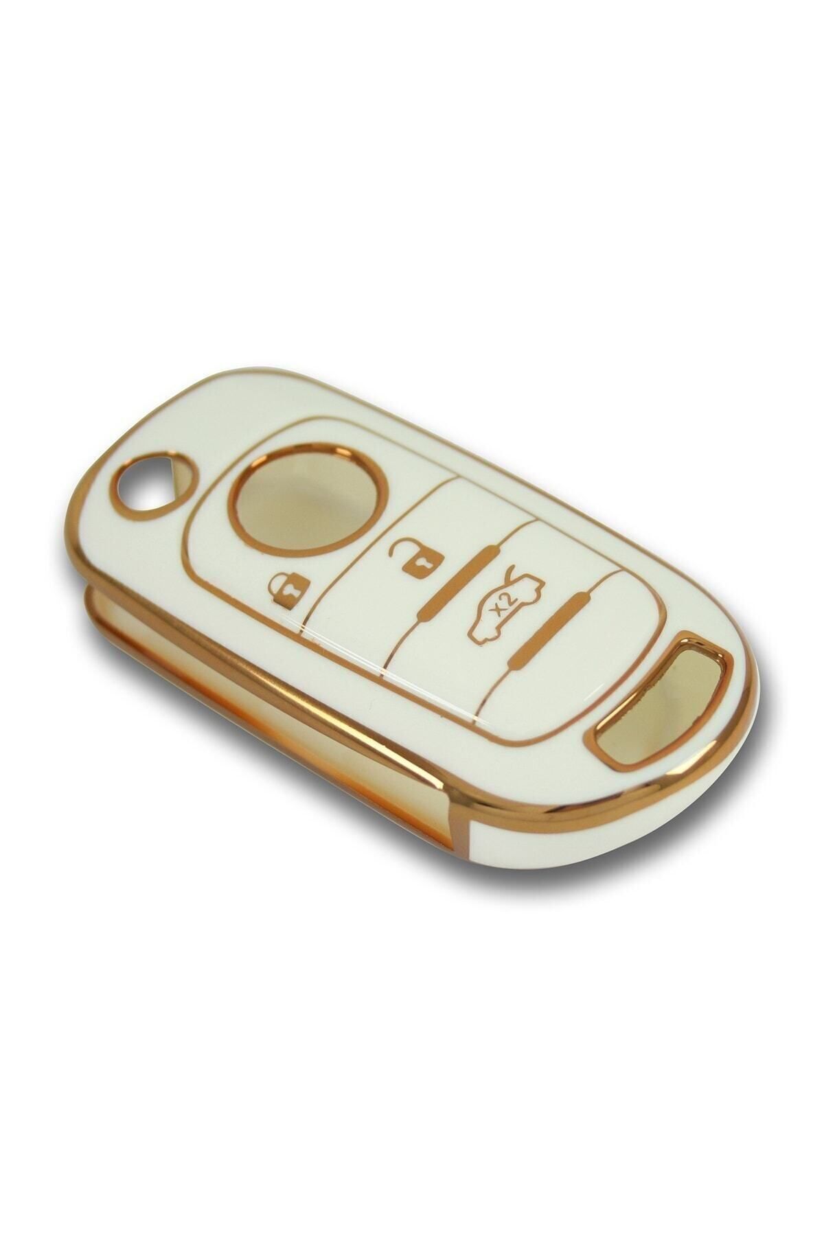 GMA KEYS-Luxury Fiat Egea Switchblade 3 Button Nano Key Case White Gold Color 1.Ci Quality 4