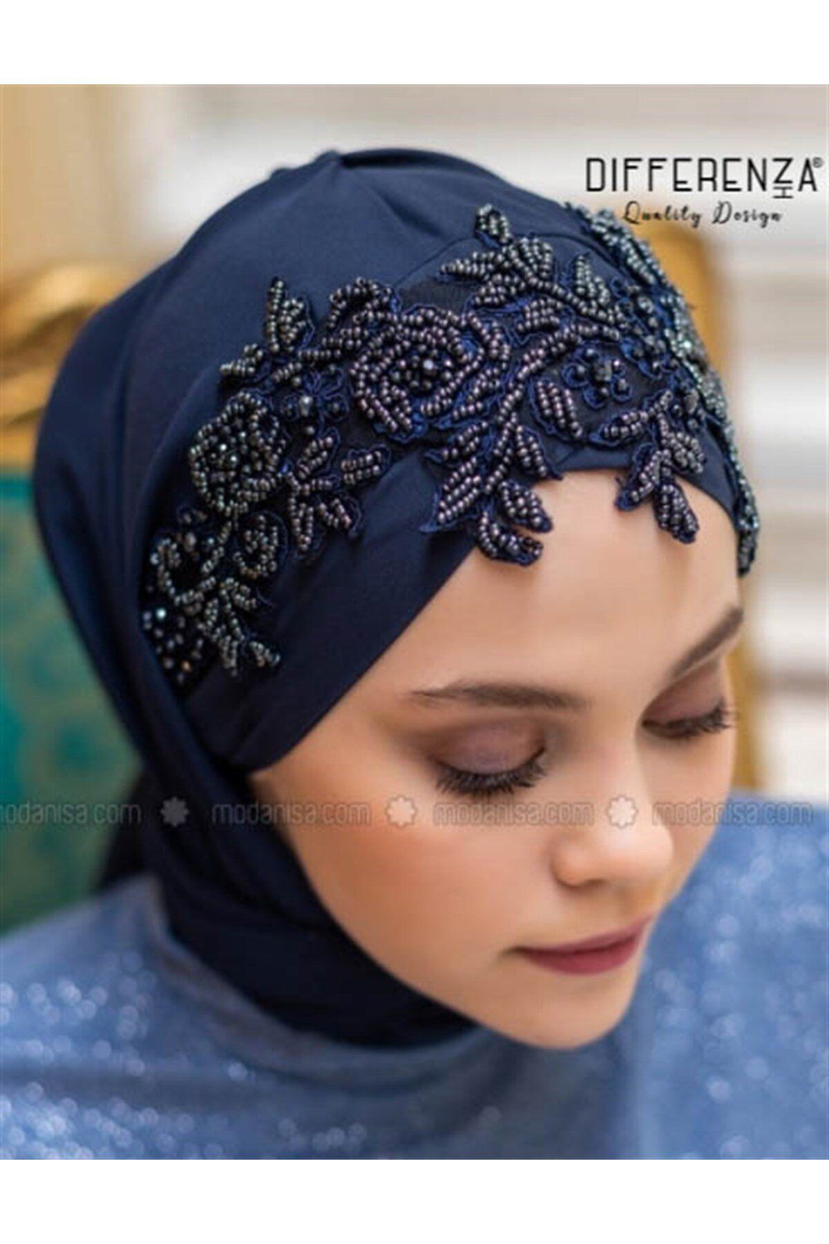 Differenza-Navy Blue Sultan Wrap Shawl 2