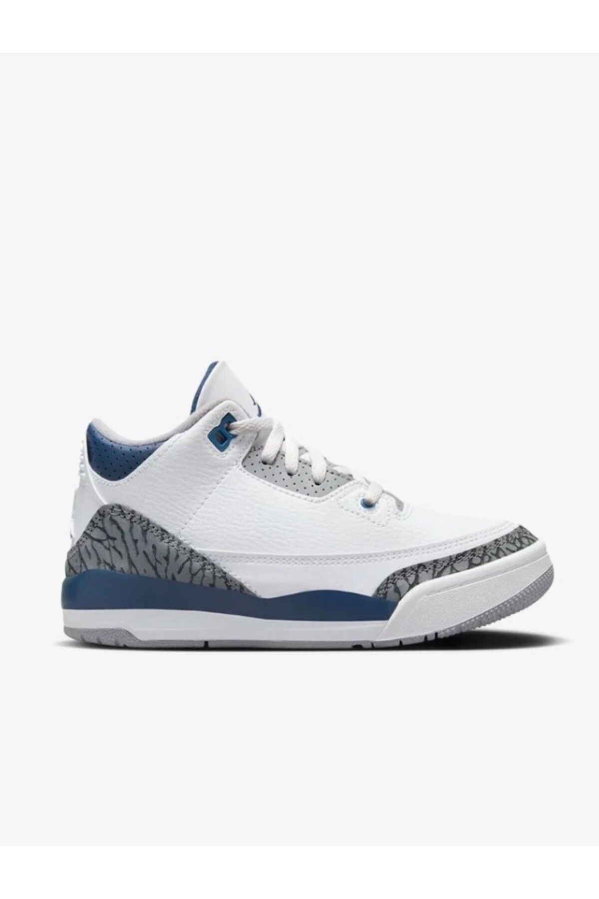 Nike Jordan 3 Retro White midnight Navy Kids Leather Sneaker Beyaz Deri Bilekli Spor Ayakkab Cocuk Ayakkab