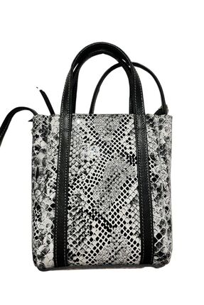 Pinkylola Mini Balet Hakiki Deri Siyah Beyaz Gri Yılan Baskı Desenli Elde Ve ...