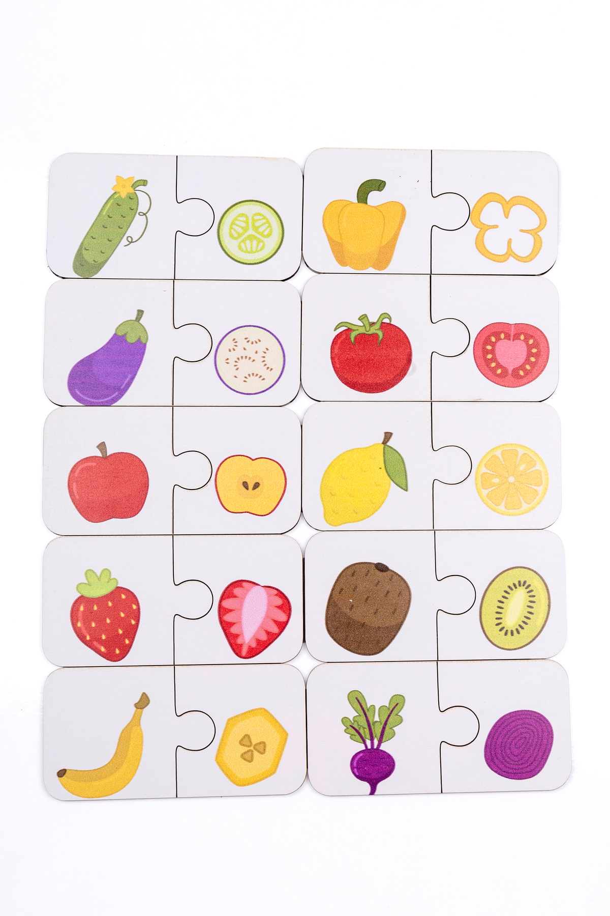 ceodesign Sebze ve Meyvelerin Dünyası Ahşap İkili Puzzle Seti Çocuklar Anaokulu Ve Kreşler Montessori fotoğrafı 5 (önizleme)