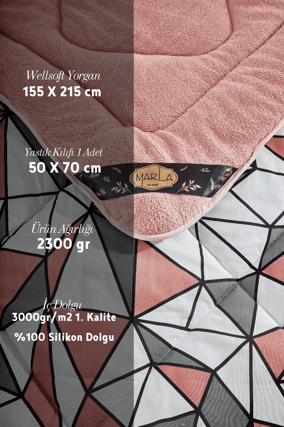 MARLA HOME-Single Diamond Patterned - Multicolored Geometric Quilt Set 2