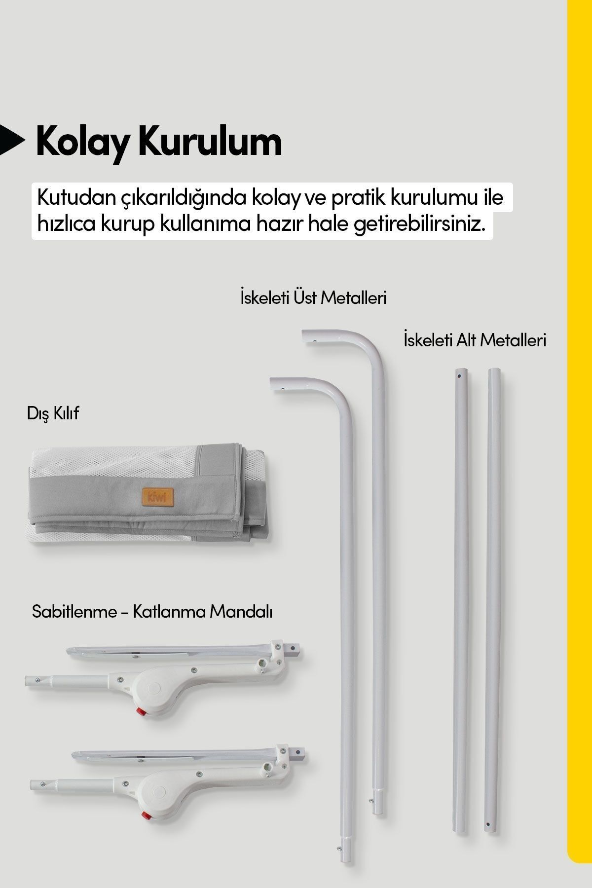 Kiwi Çocuk Yatak Koruyucu Bariyeri ve Yatak Korkuluğu, Ekstra Dolgulu Kumaş Bed Guard fotoğrafı 6 (önizleme)