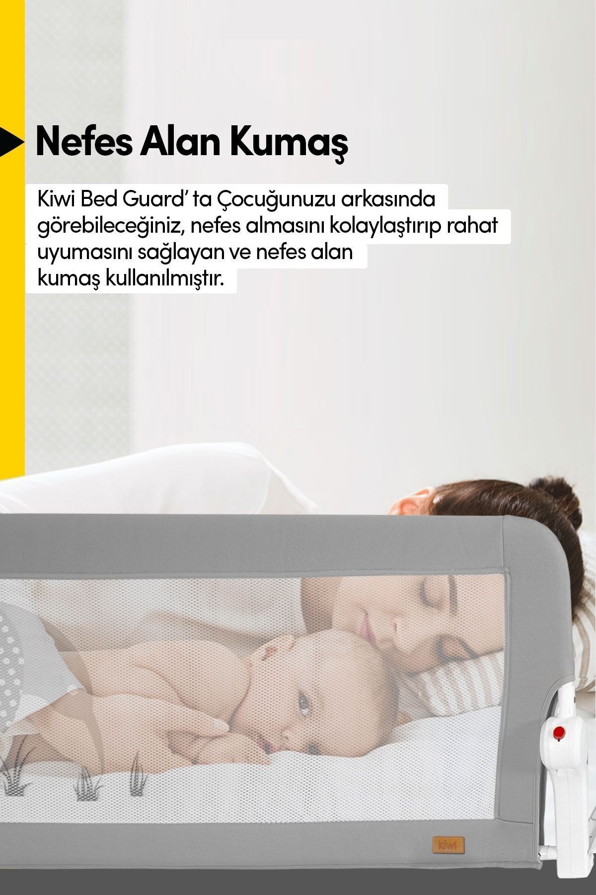 Kiwi Çocuk Yatak Koruyucu Bariyeri ve Yatak Korkuluğu, Ekstra Dolgulu Kumaş Bed Guard fotoğrafı 4 (önizleme)