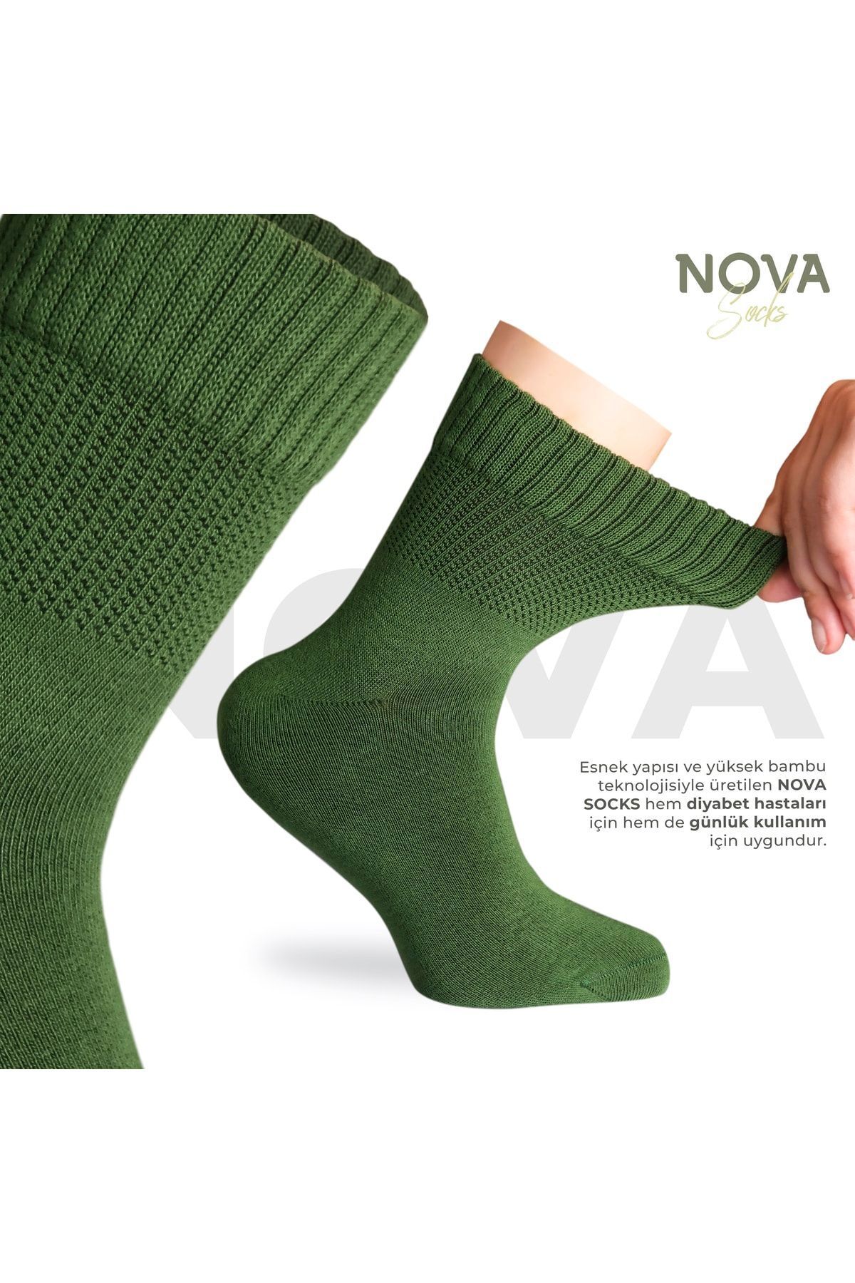 Nova Socks-Men's Diabetic Ankle Socks - 3-piece Bamboo Elasticless Non-squeezing Set 4