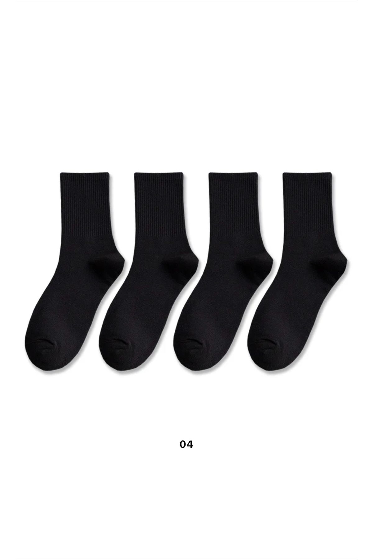 FUS BLUE-Plain Patterned 4-piece Socks Set 1