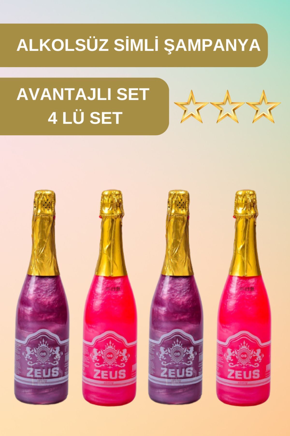 OS ZEUS AVANTAJLI 4LU SET ALKOLSÜZ SİMLİ ŞAMPANYA
