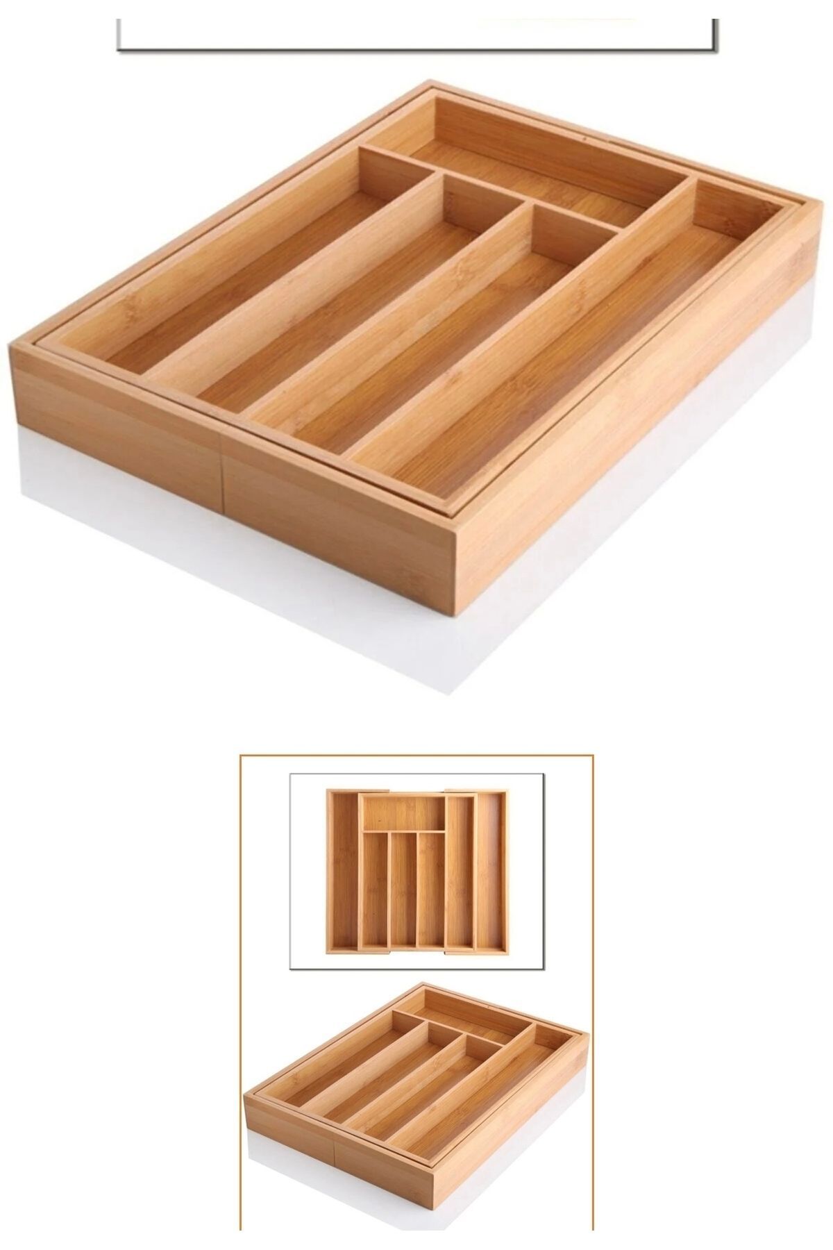 LeesHome-Adjustable Drawer 7 Compartment Spoon Holder Bamboo 4