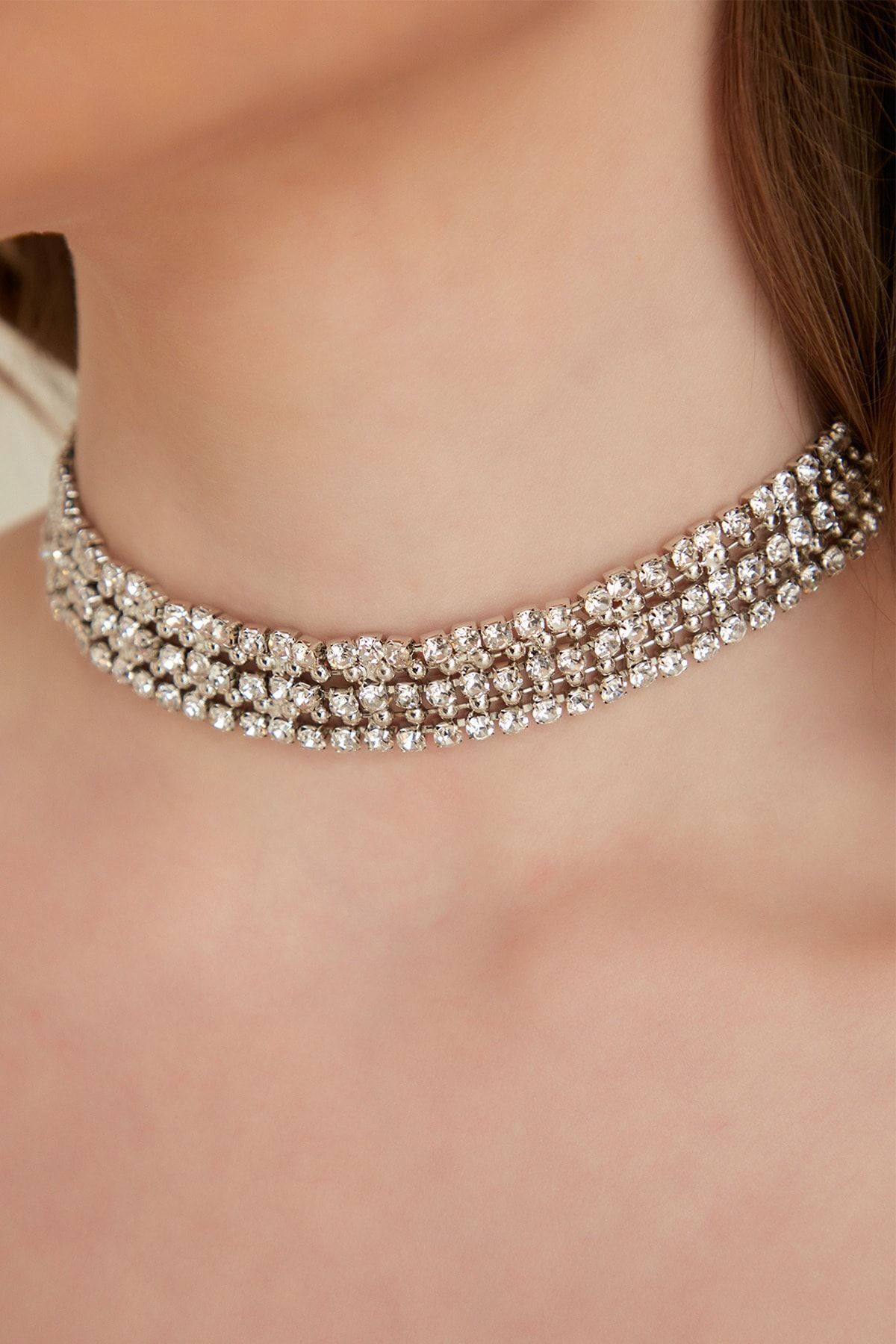 Furtek Aksesuar-Women's Brillo Crystal Zircon Stone Choker Choker Evening Dress Wedding Engagement Promise Henna Necklace Choker 7