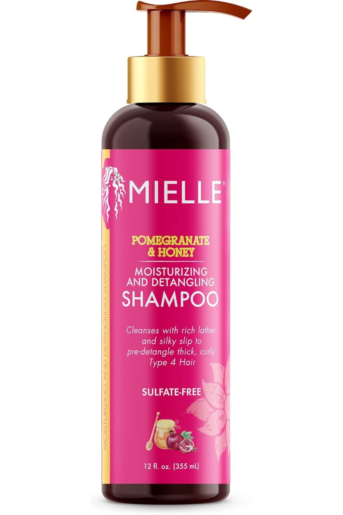 MIELLE-Organics Pomegranate & Honey Moisturizing and Detangling Shampoo, Hydrating Cleanser 355ML 1
