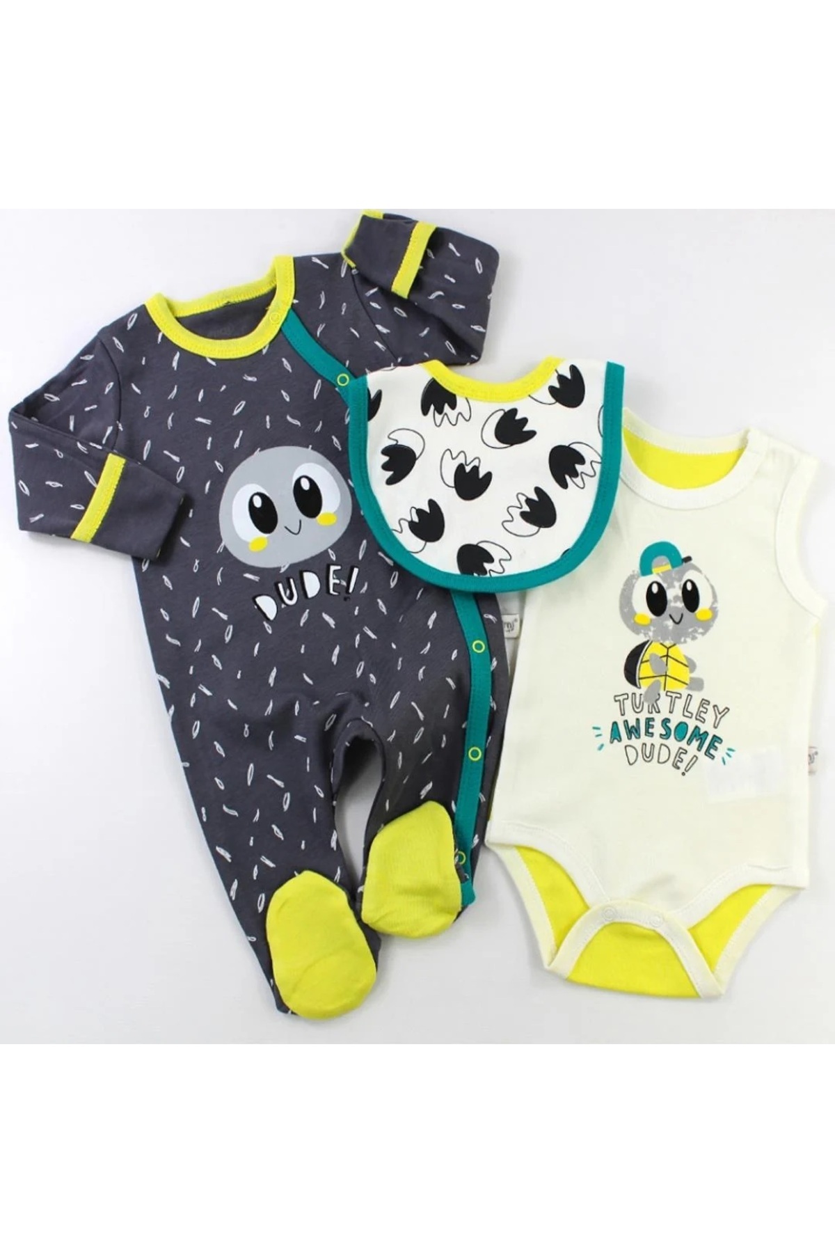 بادی نوزادی پسرانه خاکستری Bebelove | BL-İMJTB785 اورجینال - تصویر 3