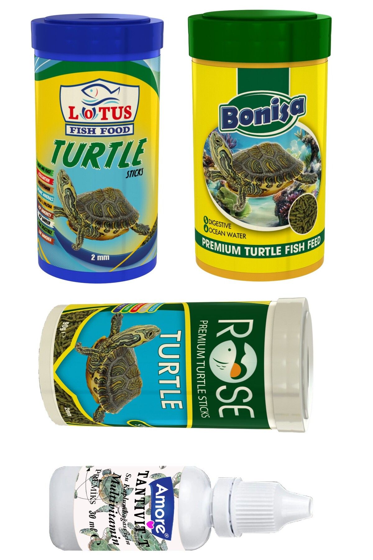 Lotus Su Kaplumbağası 100ml Stick Yemi, Bonisa Turtle 100ml, Rose 100ml, Tantivit-30cc