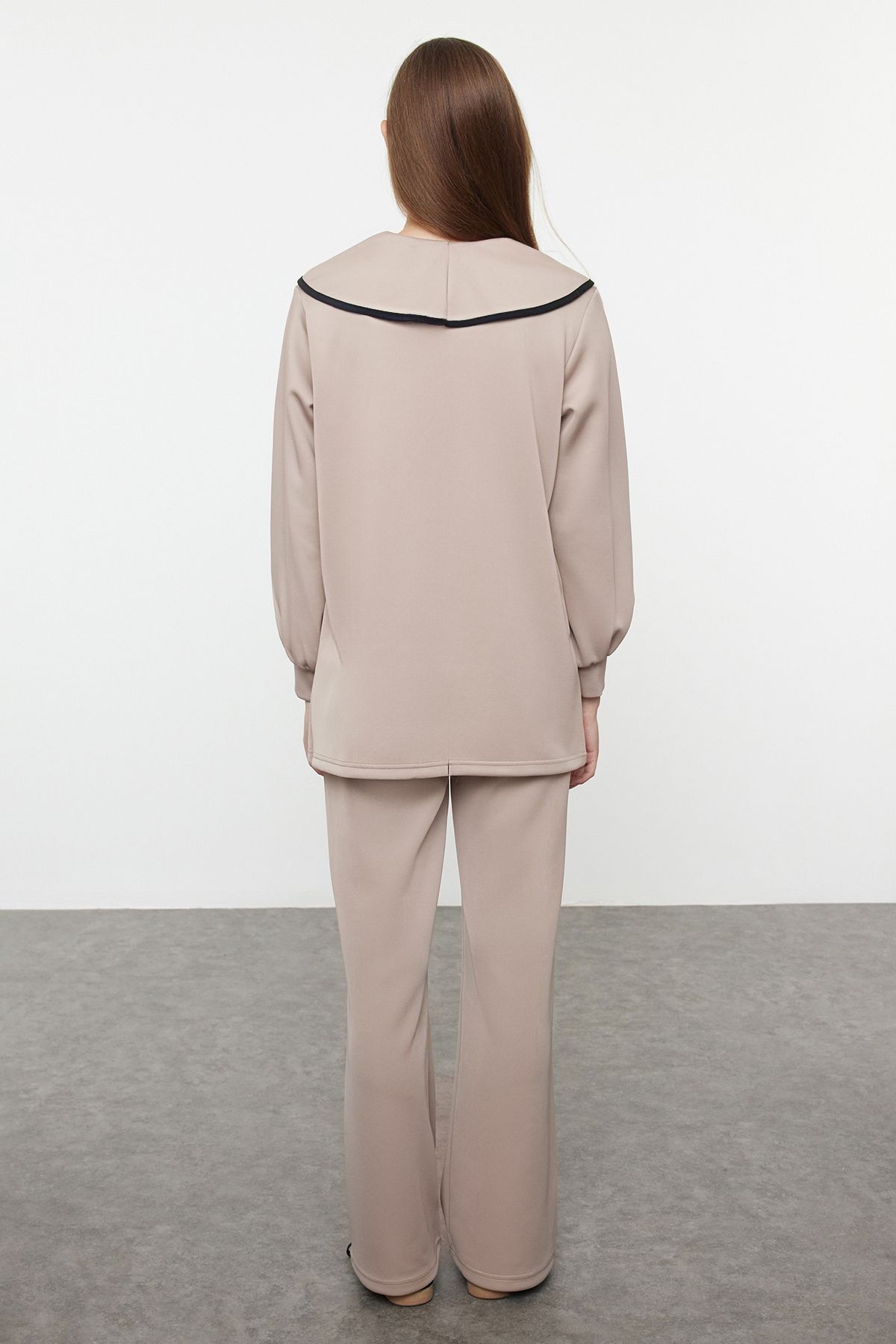 Trendyol Modest-Knitted Mink Collar Top and Bottom Set - TCTAW25US00077 5