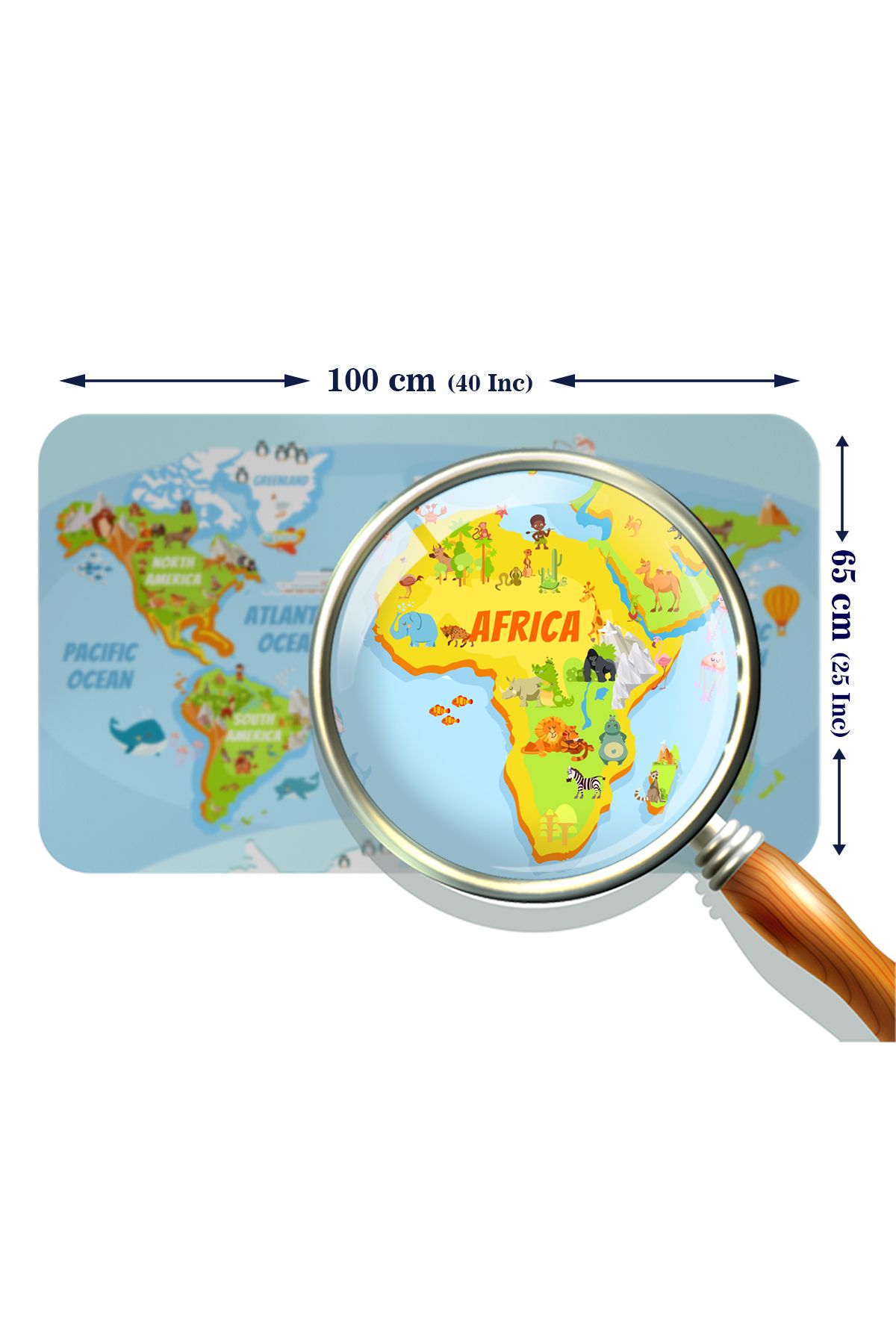 Dropcek eticaret-World Atlas Map - Children's and Baby's Room Wall Sticker 60x105-3778 3