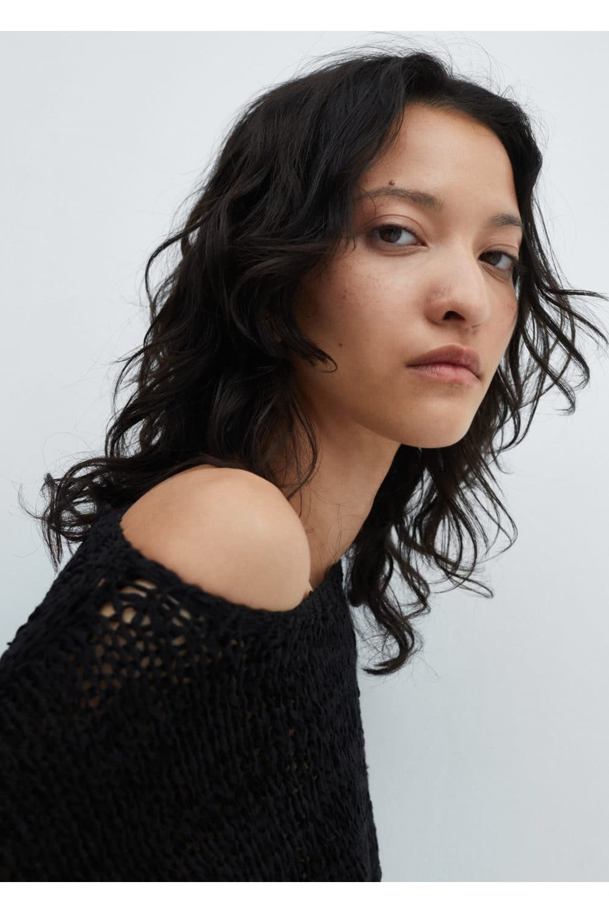 بافت و پلیور زنانه مشکی منگوMANGO | 67045741 اورجینال - تصویر 7