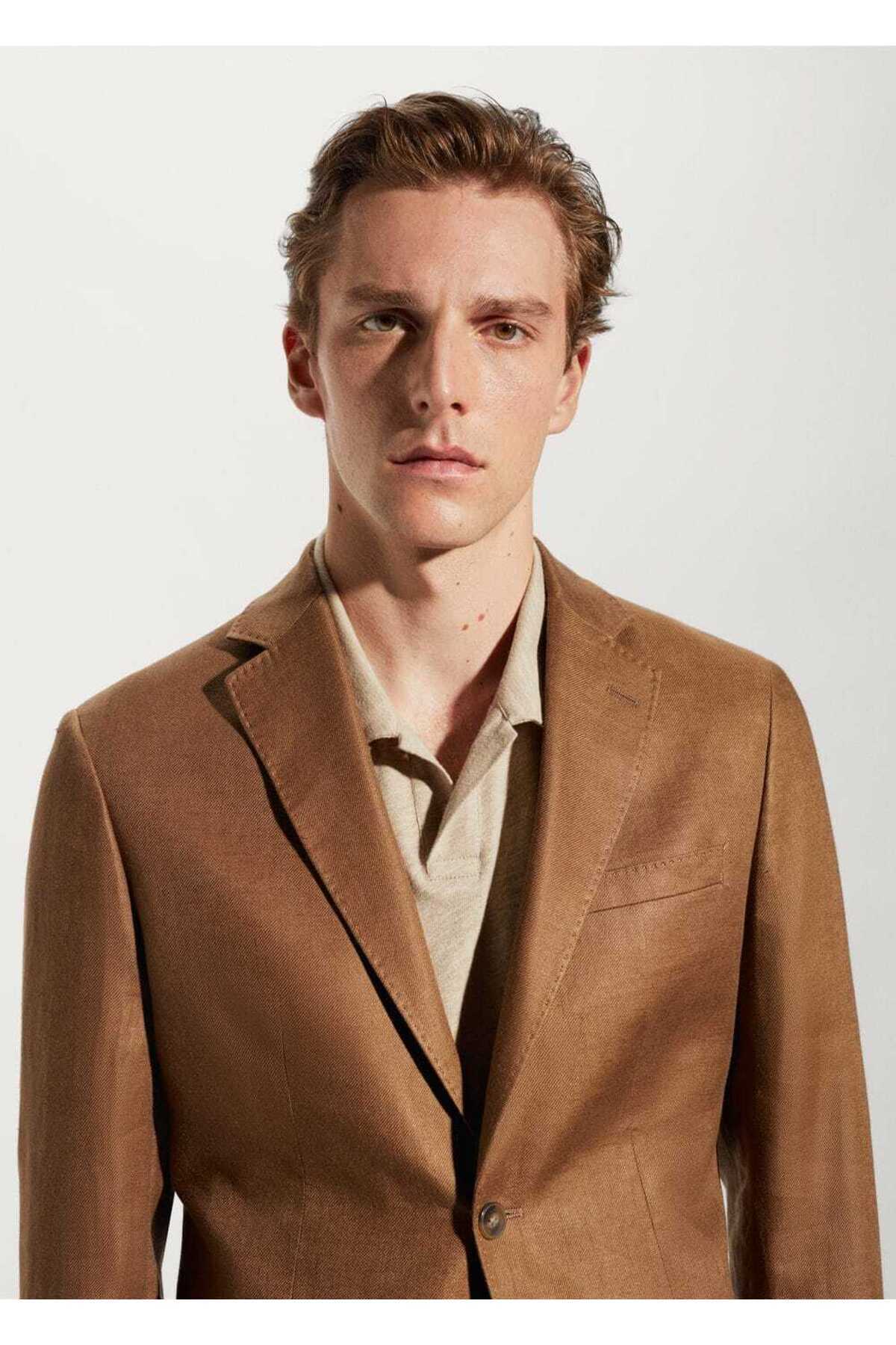 ژاکت مردانه قهوه ای منگو | 47005607 اورجینال - تصویر 6