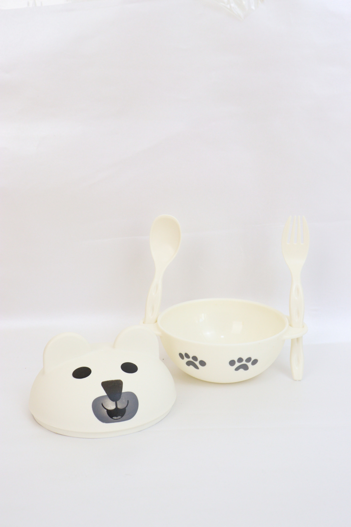 HARİKA KİDS Sevimli Ayıcık Kapaklı Kase Çatal Kaşık Seti fotoğrafı 4 (önizleme)