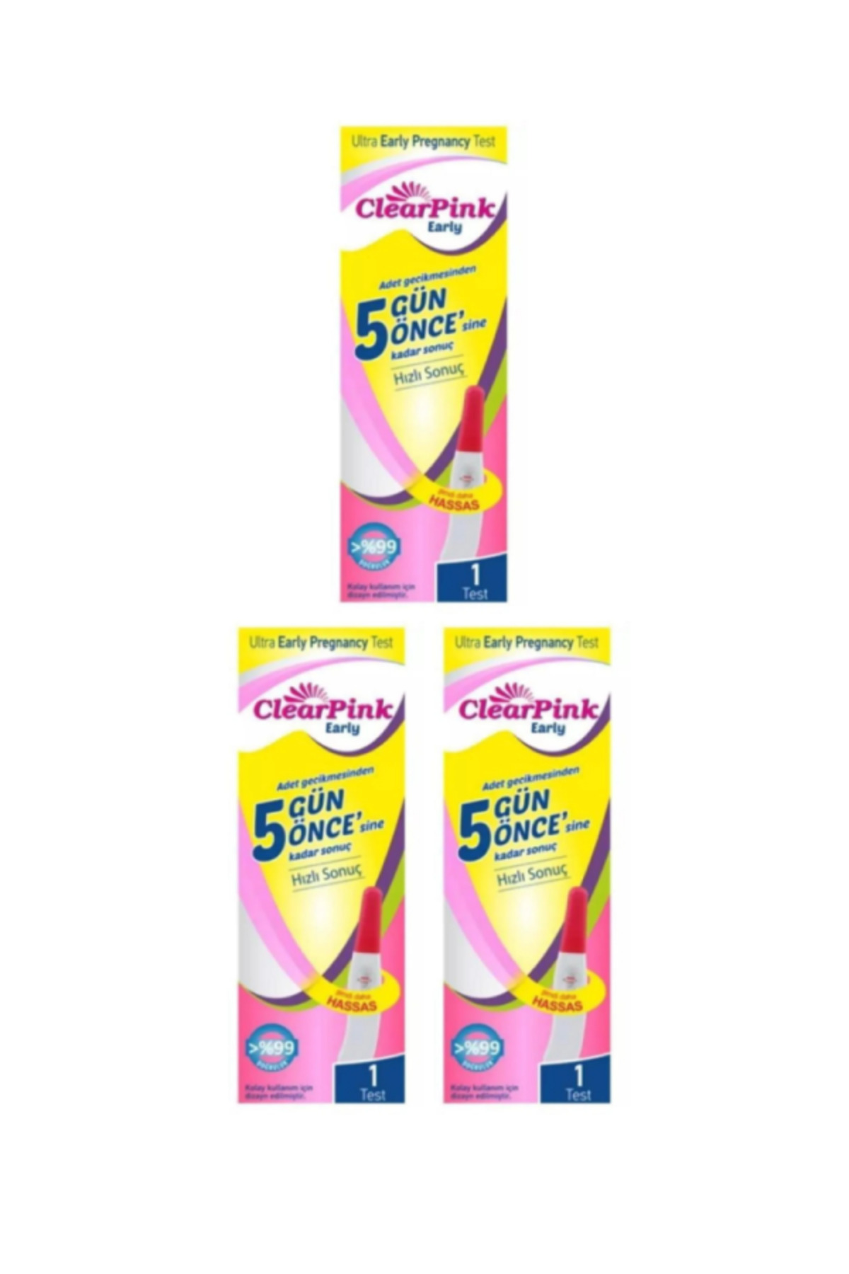 Clear Pink Pink Early Gebelik Testi - Erken Gebelik Testi 3 Adet