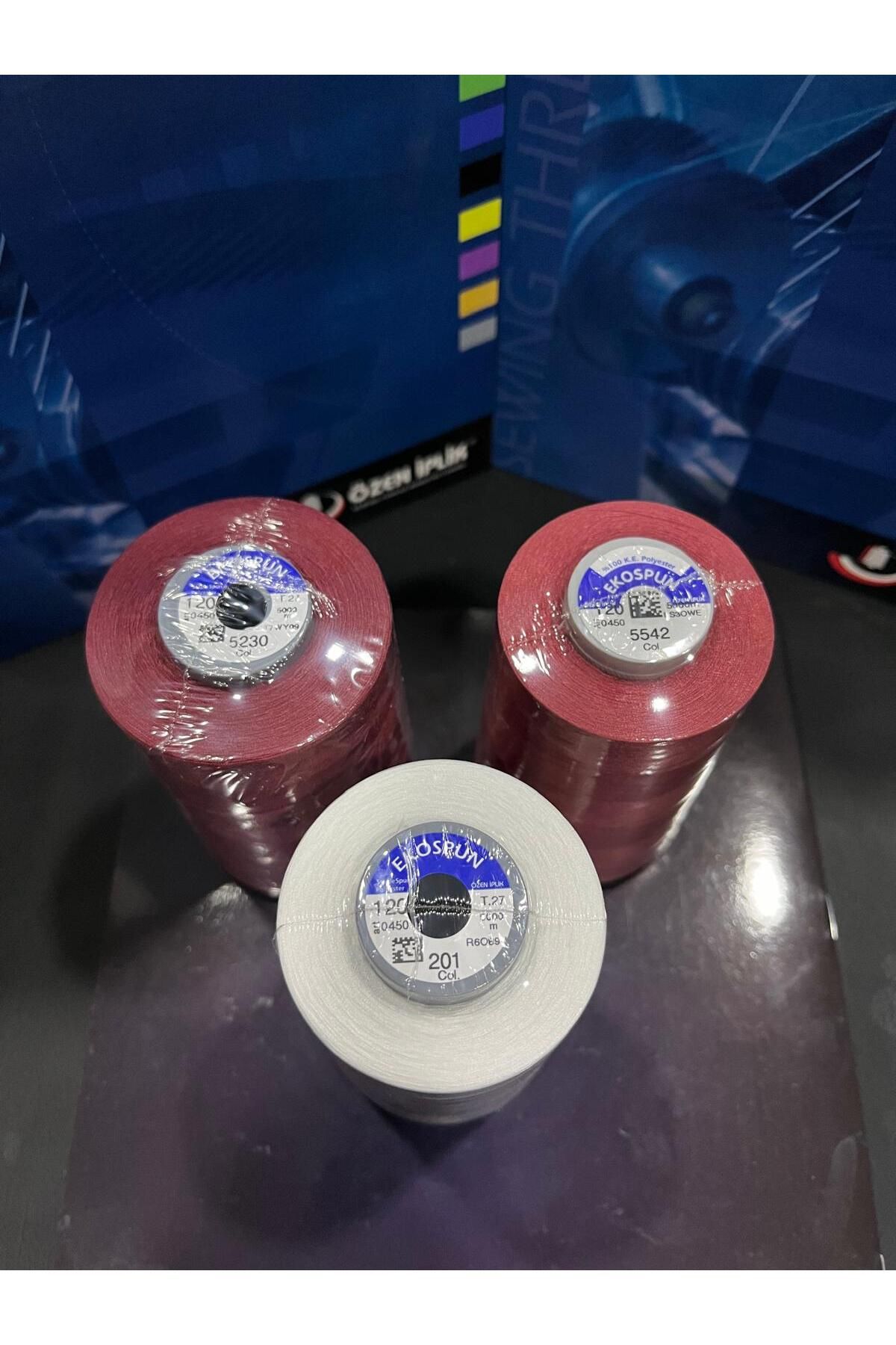 AYHANMAK-Set of 3 Sewing Thread 120 No 5000m Polyester Ekospun, High Strength, Ultra Quality 2