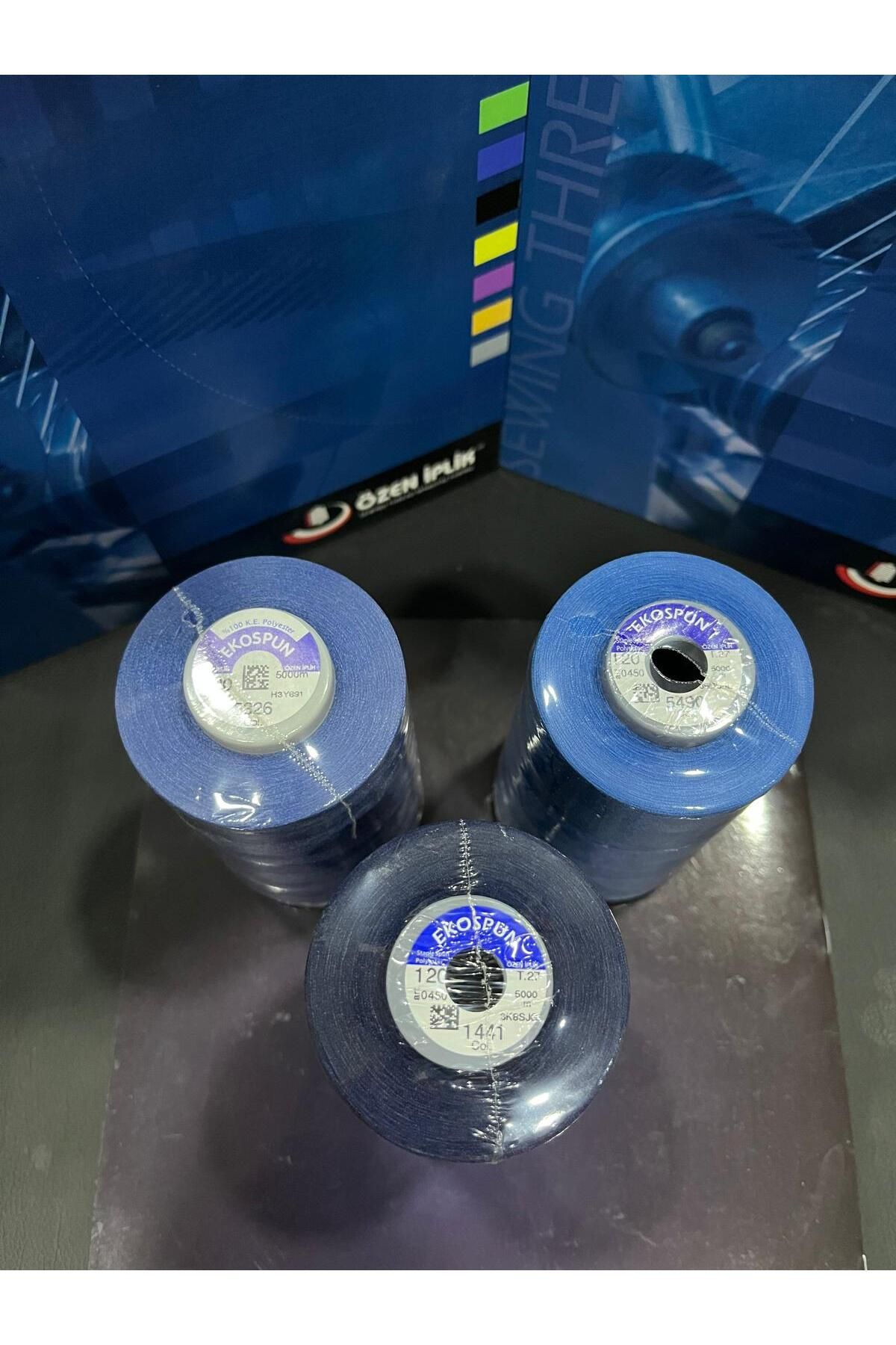 AYHANMAK-Set of 3 Sewing Thread 120 No 5000m Polyester Ekospun, High Strength, Ultra Quality 3