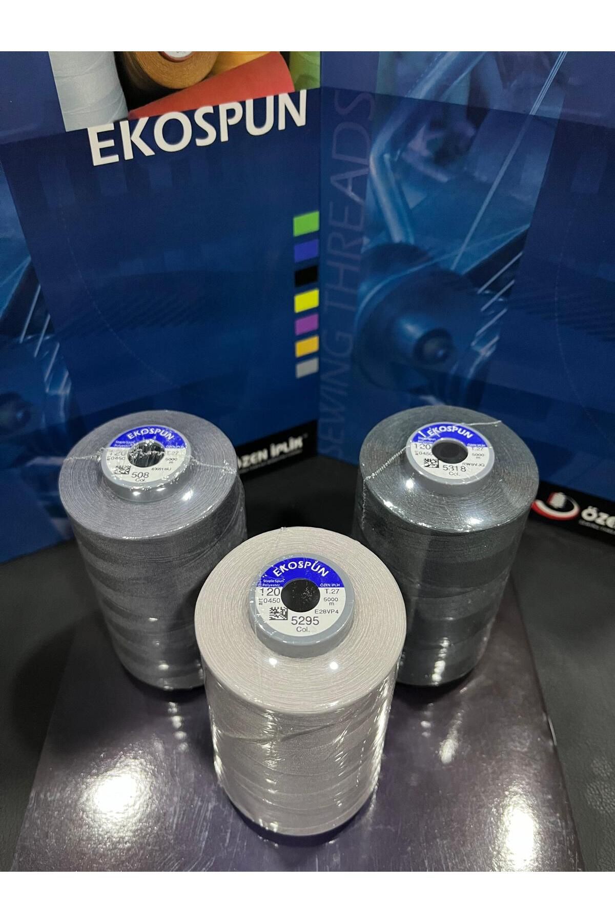 AYHANMAK-Set of 3 Sewing Thread 120 No 5000m Polyester Ekospun, High Strength, Ultra Quality 1