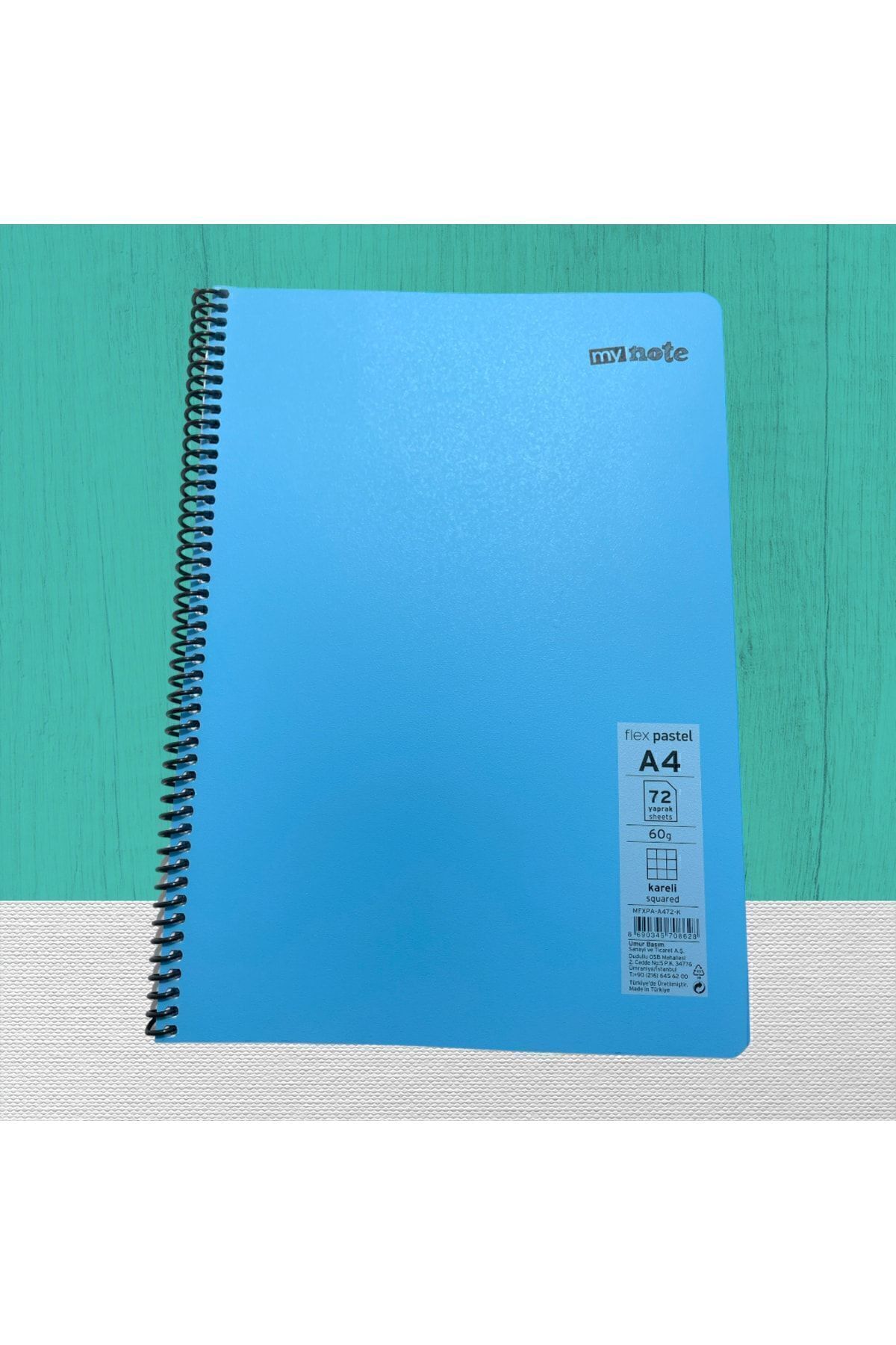 Umur-Mynote Flex Pastel Spiral Notebook A4 72 Yp Checkered 8