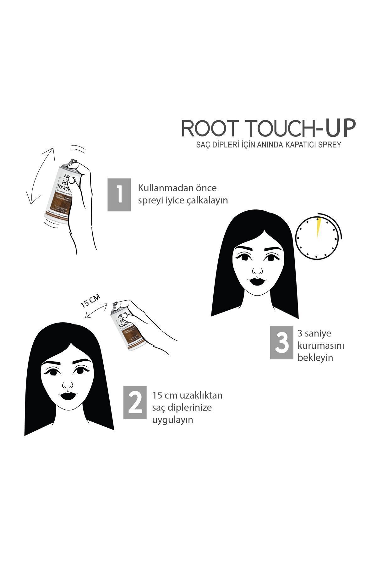 رنگ مو نارنجی مردانه و زنانه Root Touch Up قسمت پایین موهای کومال تیره اسپری فوری 75 میل Root Touch-Up