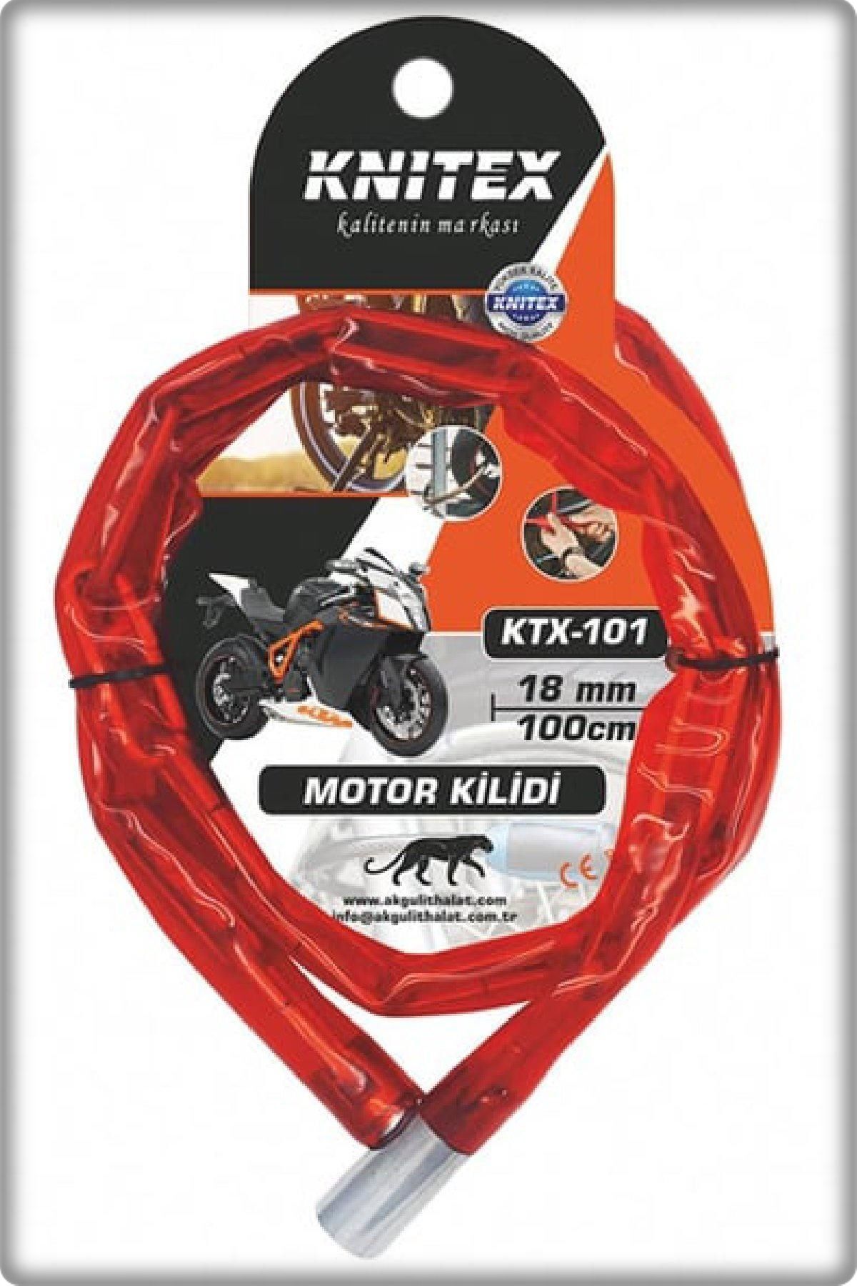 TAN EXPRESS Knitex Zincirli Motor-bisiklet Kilidi 1.8x110 Cm Ktx-101 Kırmızı 1adet