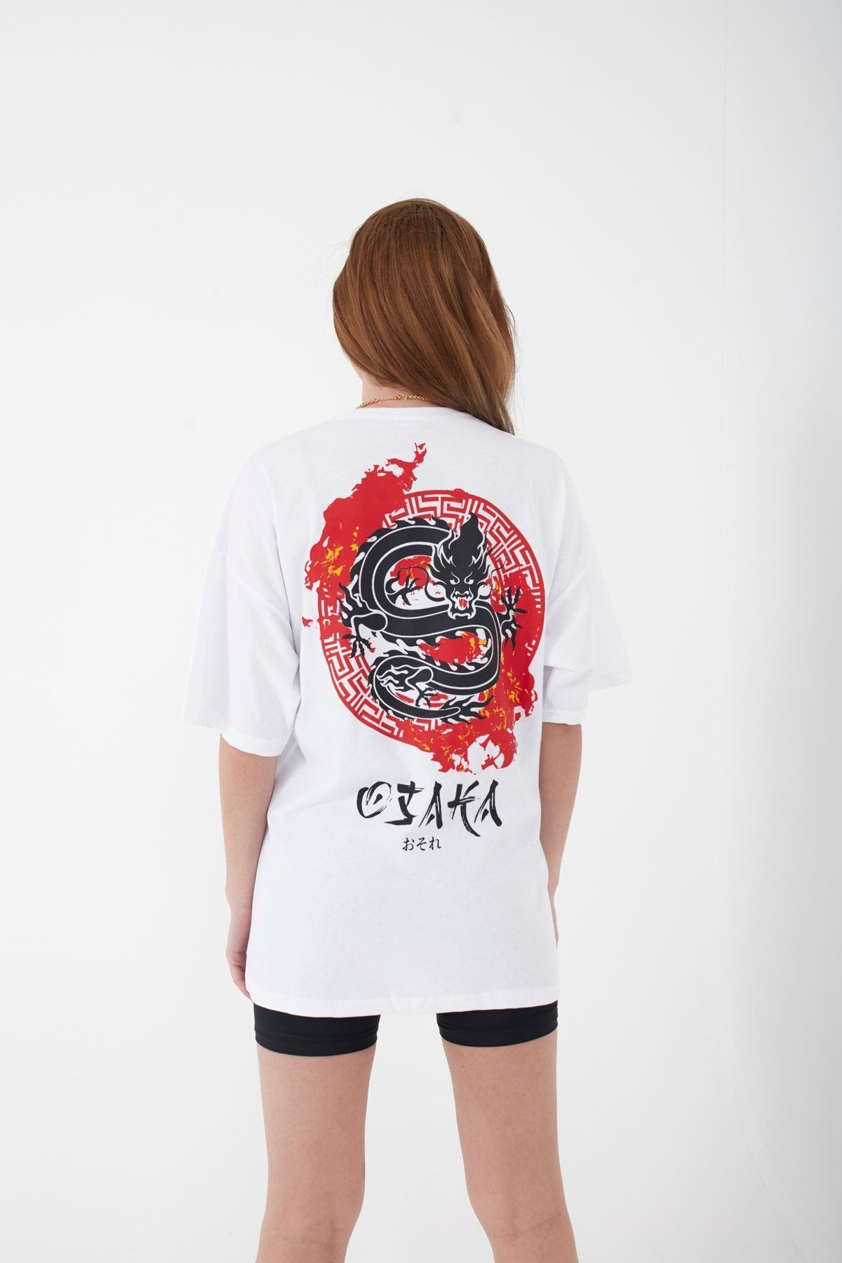 Mad&Calf-Λευκό μπλουζάκι Unisex Oversize Osaka με στάμπα 3