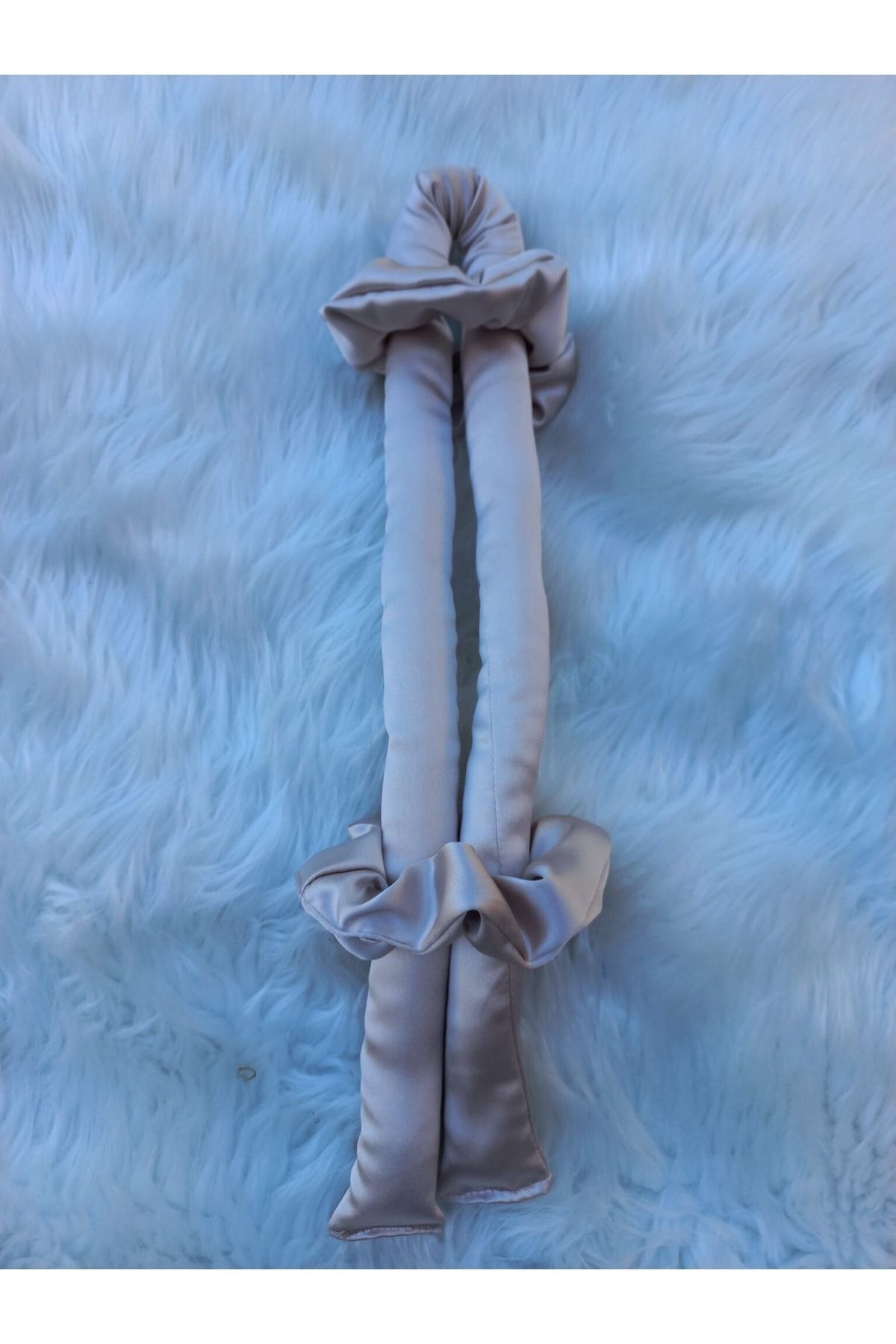 Elvinege Aksesuar Pudra Renk Saten Isısız Saç Şekillendirici Saç Sosisi Toka Seti