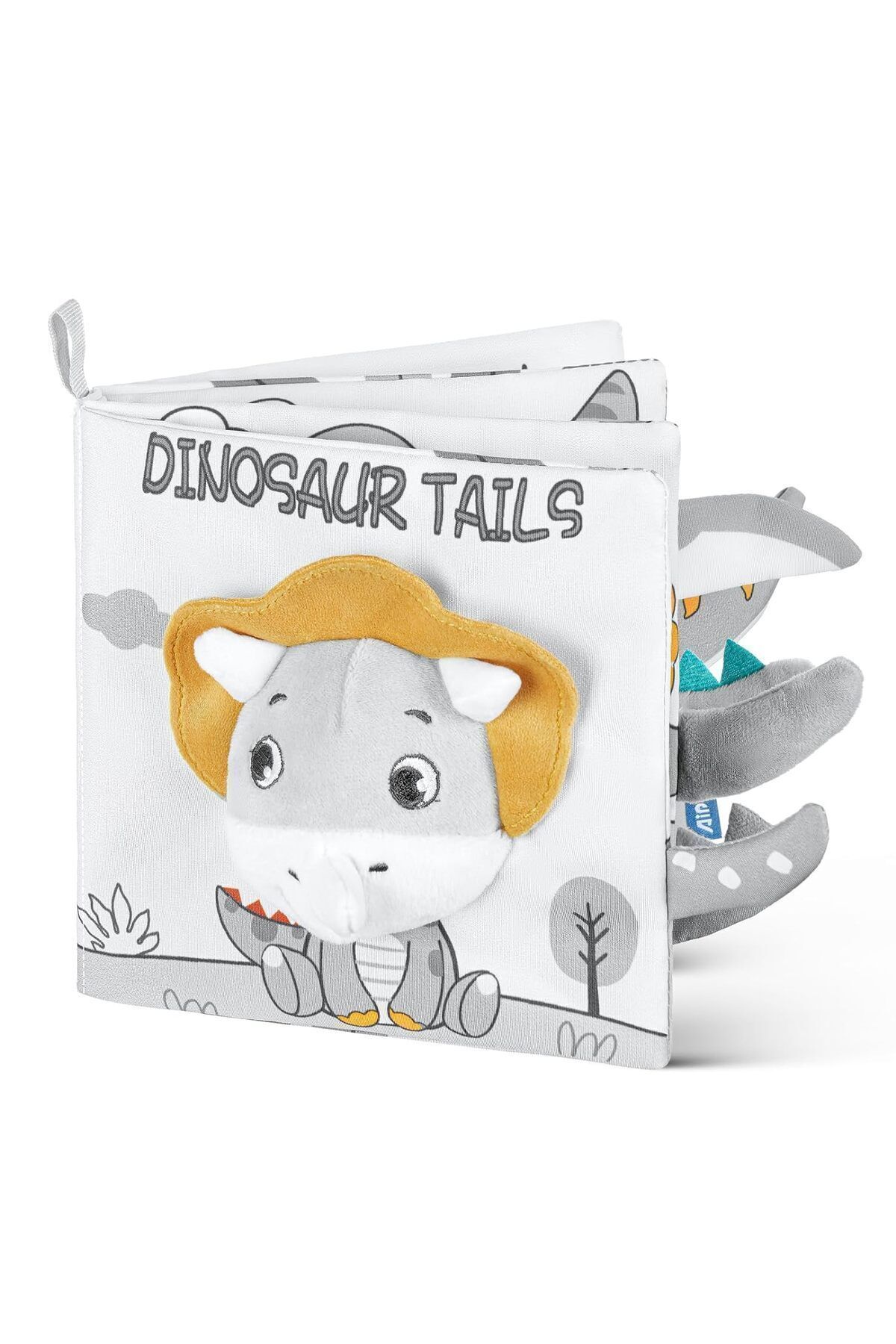 Jjovce Zilli Hışırtılı Bebek Kitabı 3D Montessori Yıkanabilir Bez Kitap Dinozor