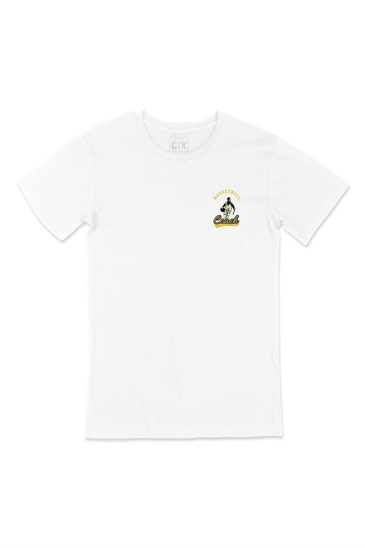 Cix-Basketball Coach Pocket Design Printed White T-Shirt 1