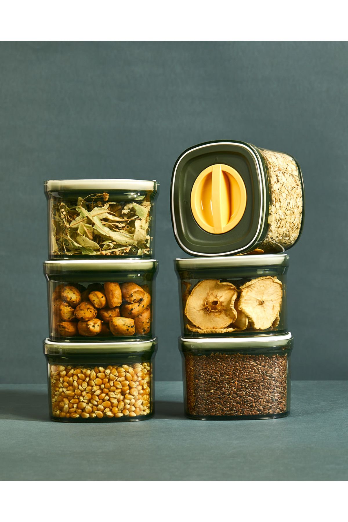 HERBORN-Green Locko 0.7LT Leak Proof Storage Container - 6x Food and Pulses Container 3