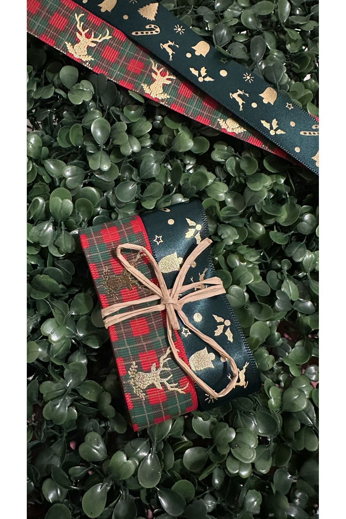 cakaybu-New Year Ribbon Decoration Material 2 PCS (1st Class Gilded 1.5 m 2.5 cm width) 2