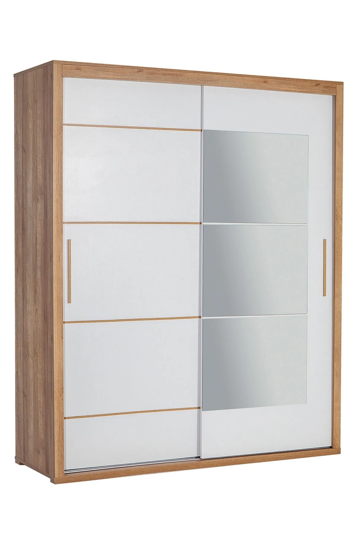 Tuana 180 Cm Sliding Wardrobe - Walnut & White