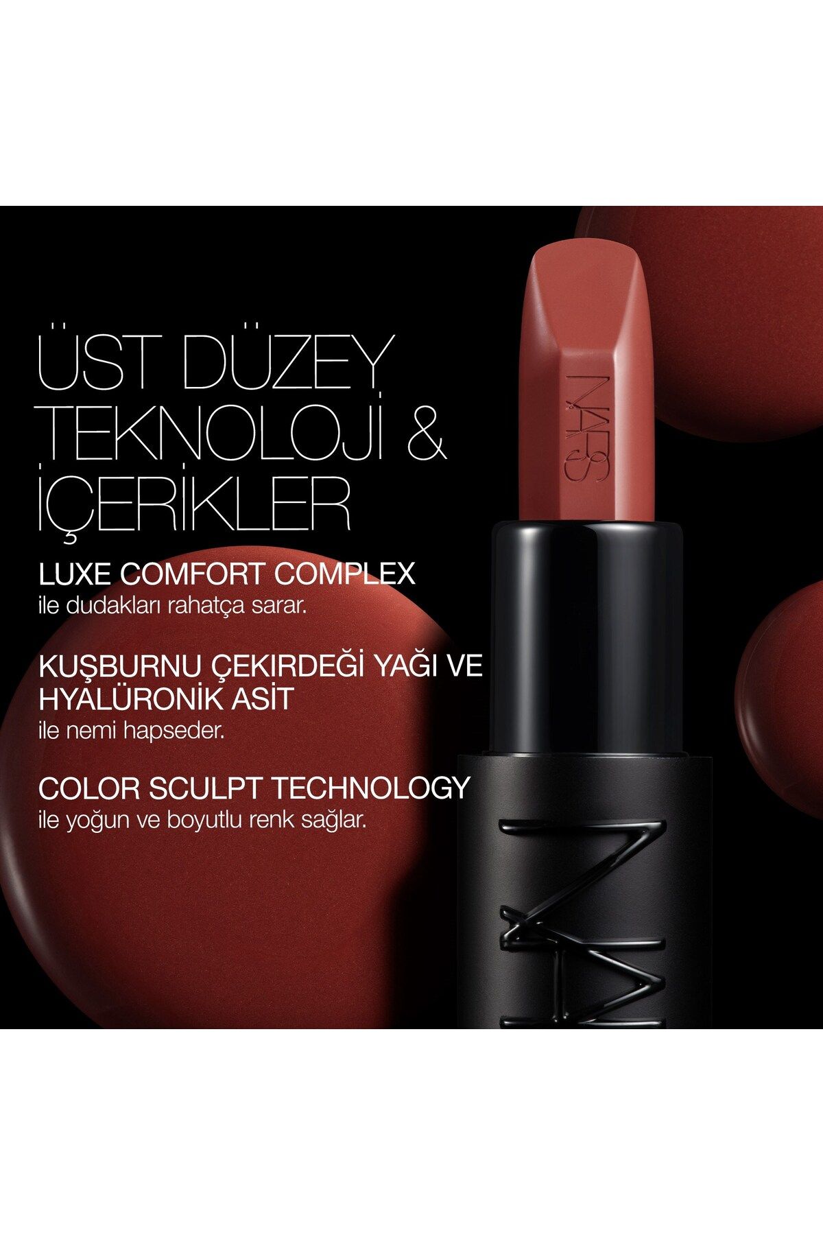 Nars-Explicit Lipstick - 3.8 G Hyaluronic Acid Satin Finish Lipstick Core Comfortable Use 8