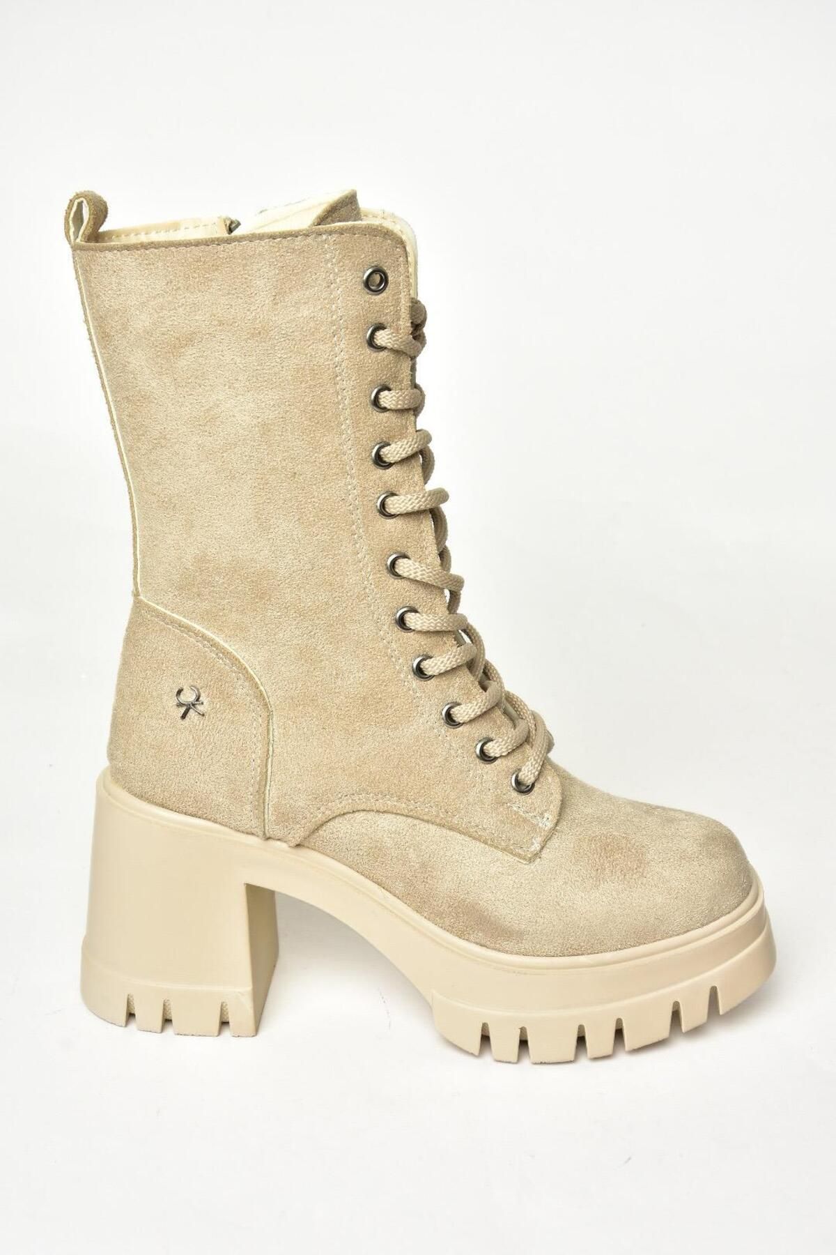 Fox Shoes-Τ 973559002   Γυναικείες Μπότες Μπεζ Suede - Χοντρό Τακούνι 7