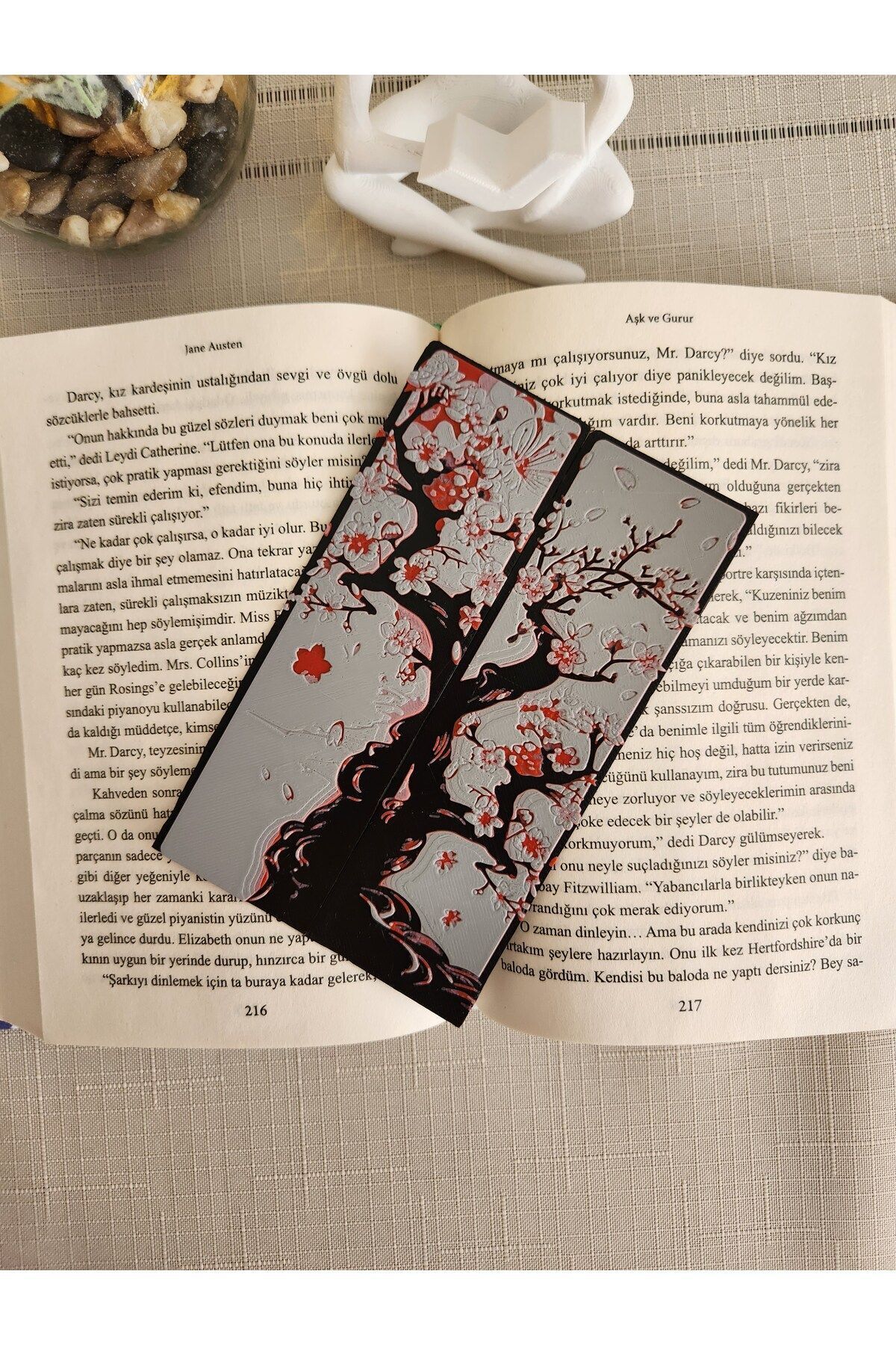 ALTINDAL Home-3d Sakura Tree and Cherry Blossom Embossed Bookmark Set - 2 Pieces 3
