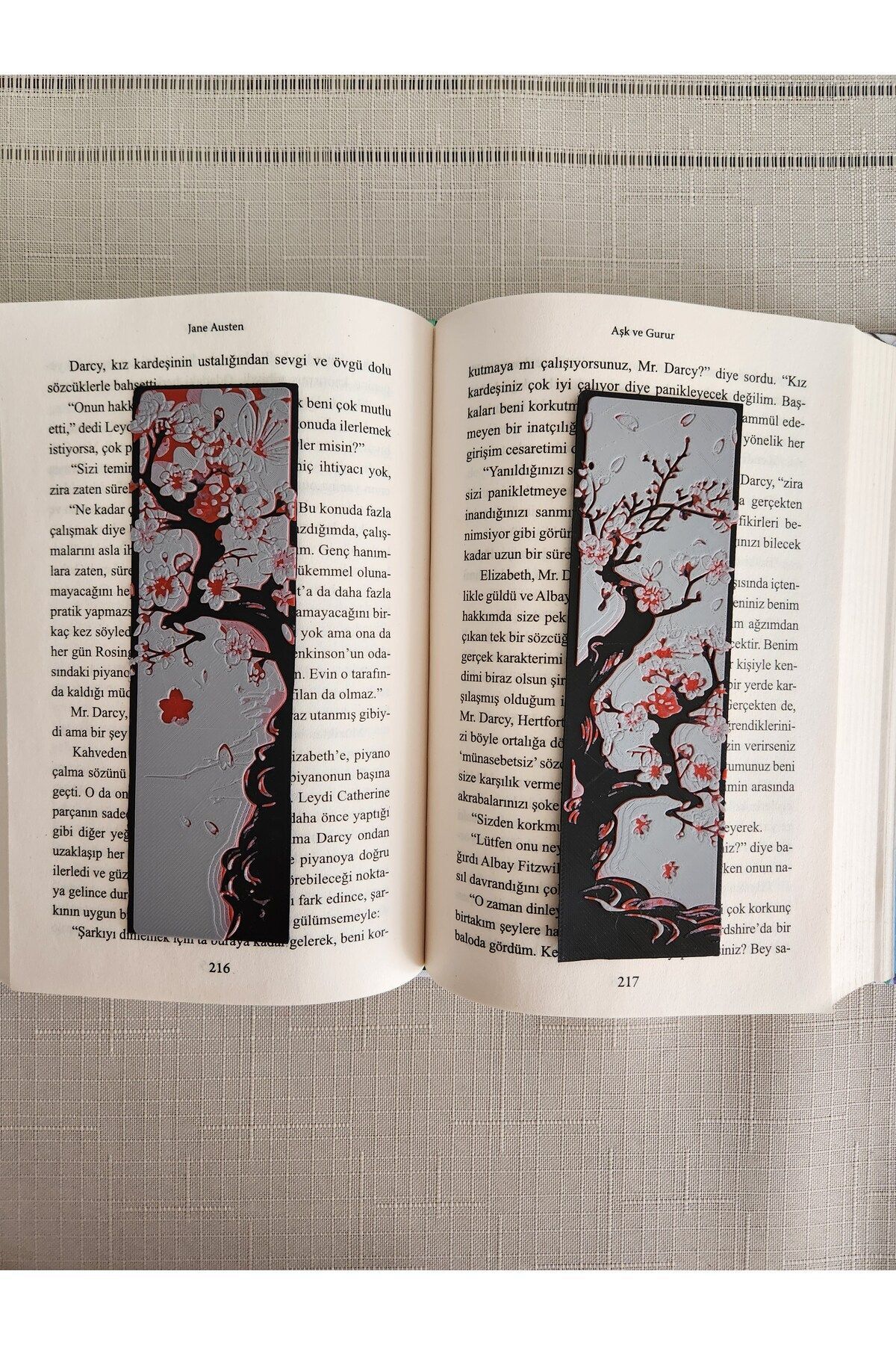 ALTINDAL Home-3d Sakura Tree and Cherry Blossom Embossed Bookmark Set - 2 Pieces 5