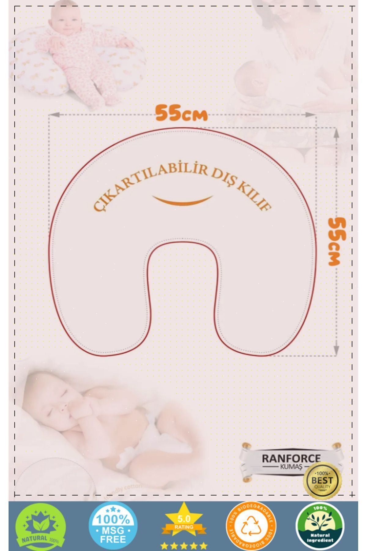 OMZ Sağlıklı ve Yumuşak Gri Emzirme Yastığı Bebek Destek Minderi Gri Emzirme Yastigi fotoğrafı 2 (önizleme)