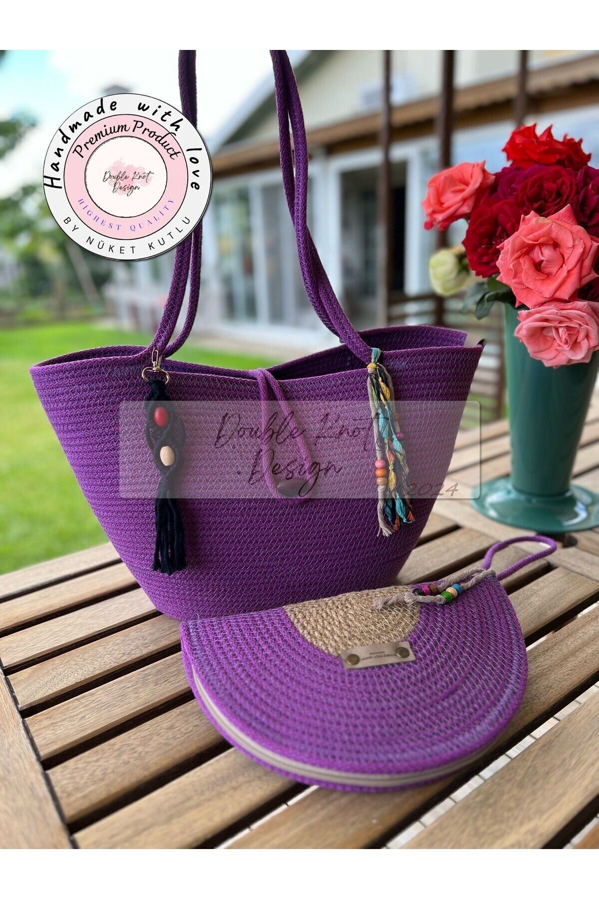 Bella 2-Piece Set Beach Bag , Handbag Clutch, Totebag, Women, Summer, Gift
