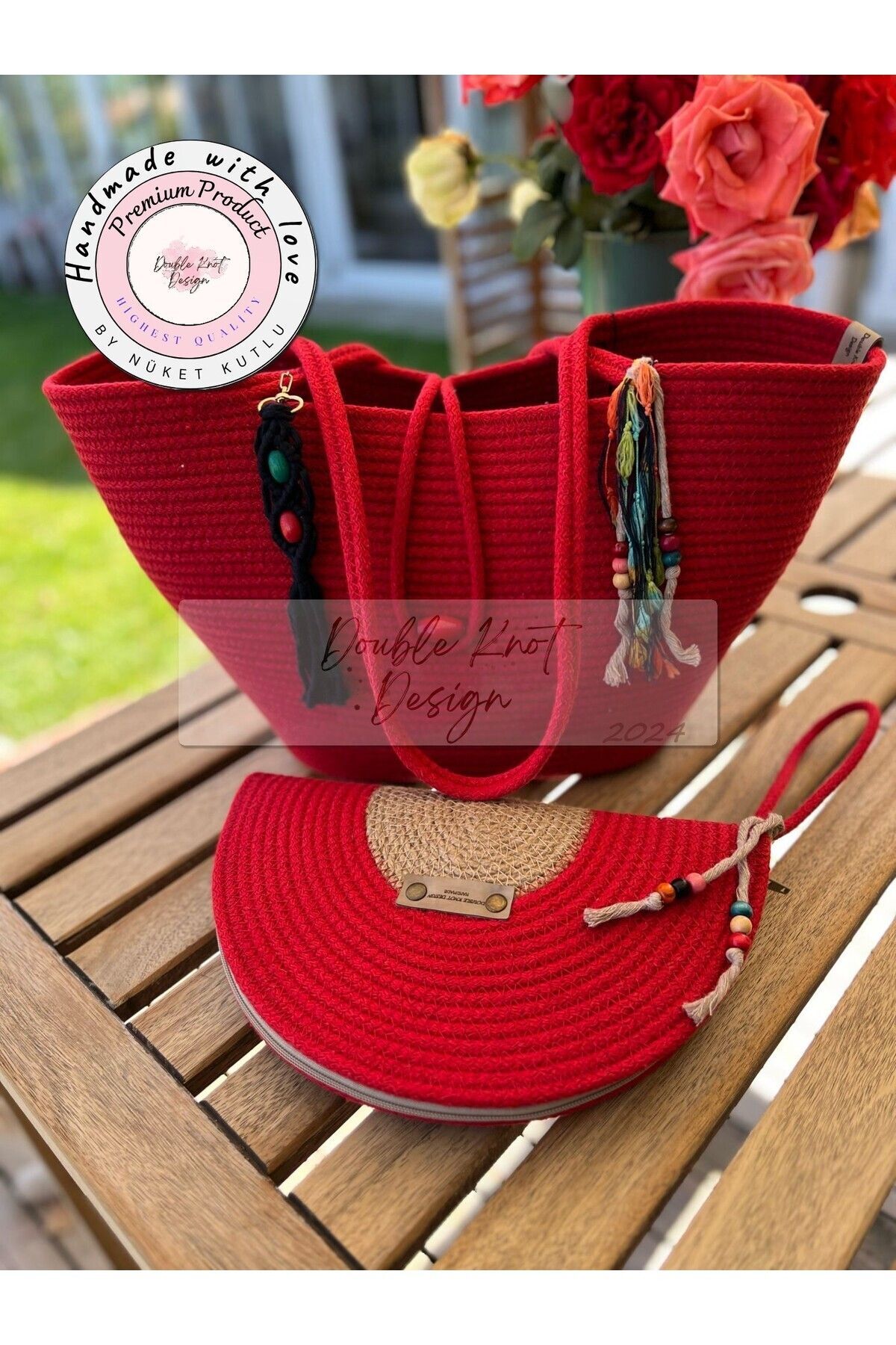 Bella 2-Piece Set Beach Bag , Handbag Clutch, Totebag, Women, Summer, Gift
