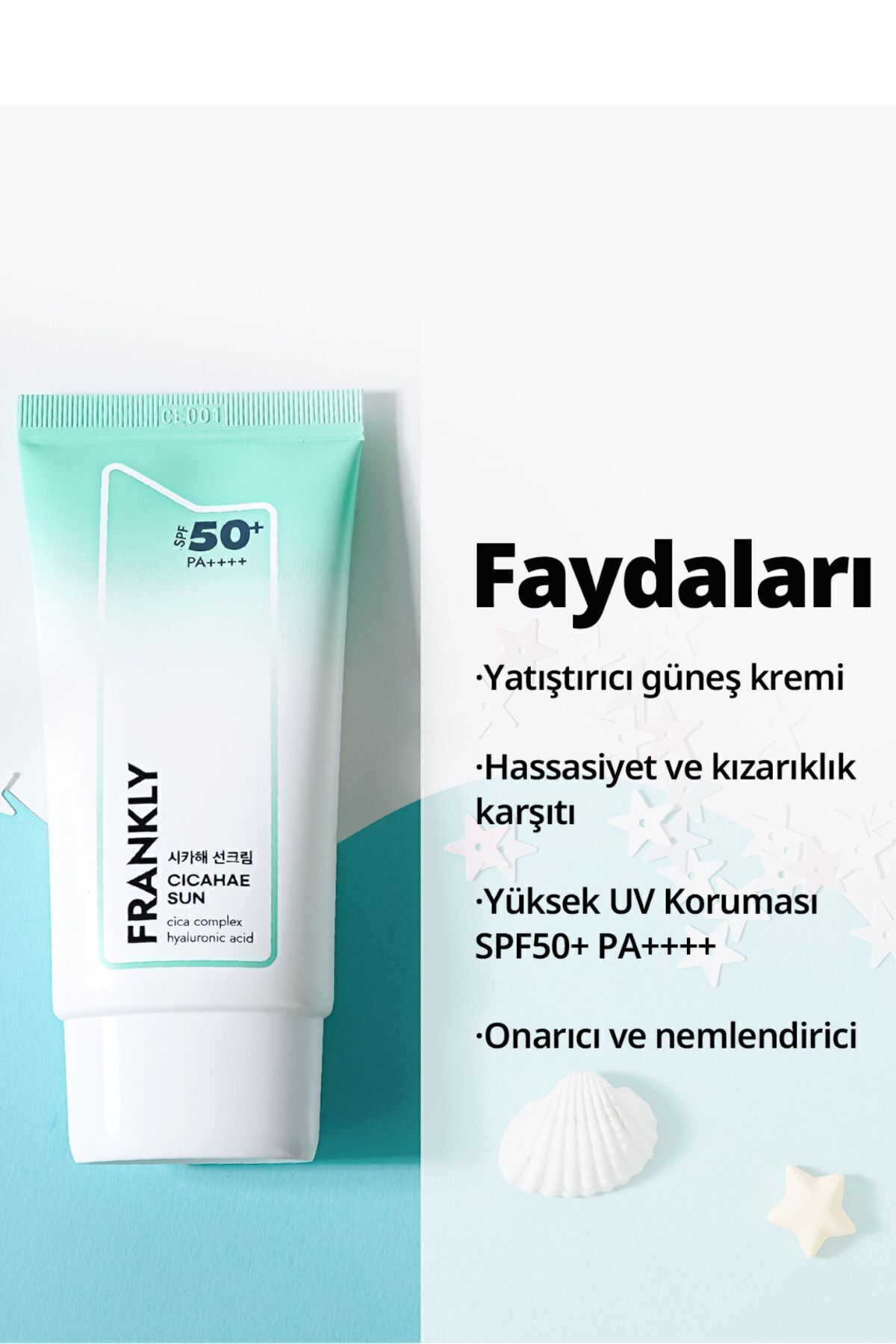 ضد آفتاب مرطوب کننده CICAHAE حاوی Centella Asiatica SPF50+ PA++++ 50 میلی لیتر FRANKLY
