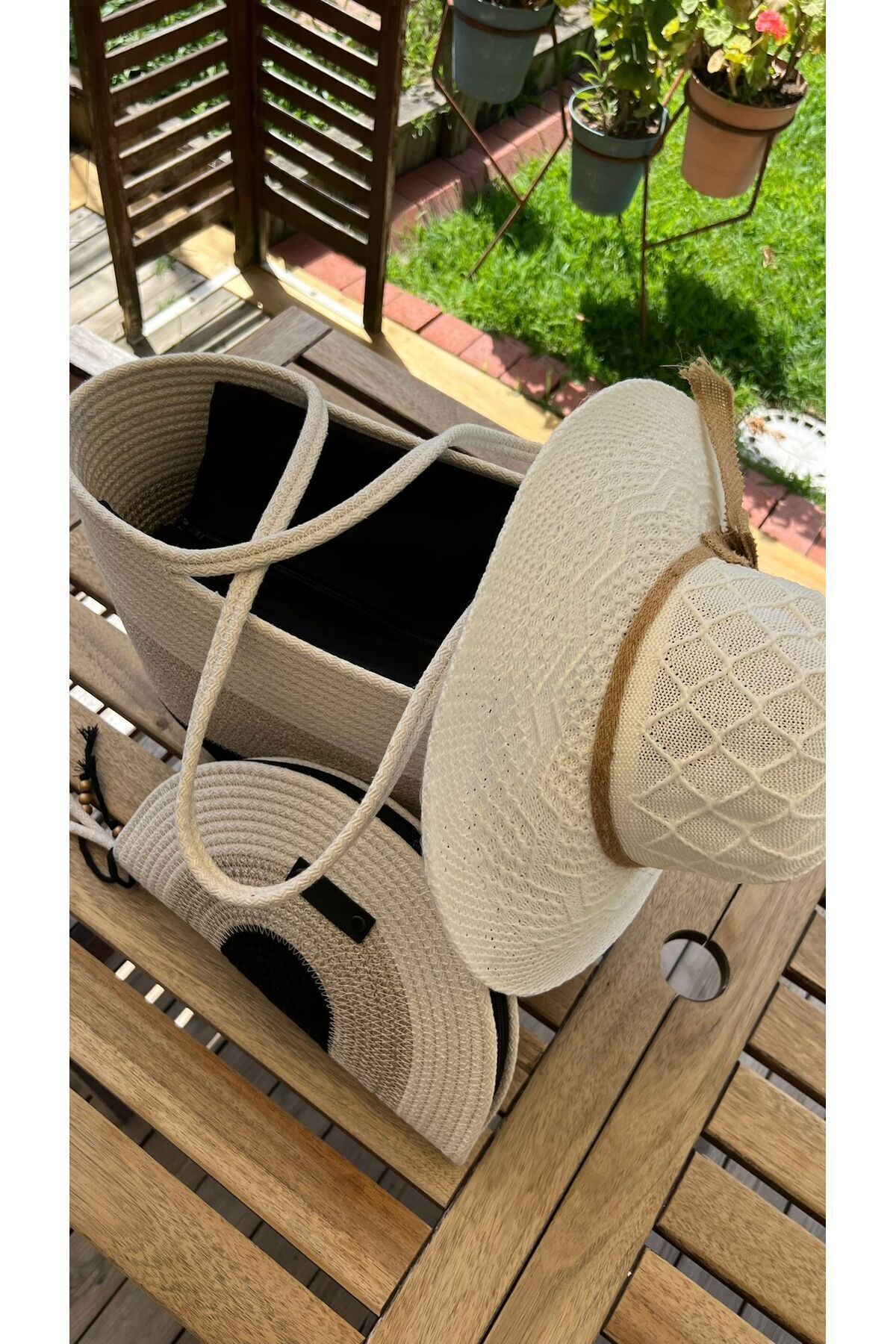 3pcs Set Beach Bag , Handbag Clutch, Hat, Totebag, Women, Summer, Gift