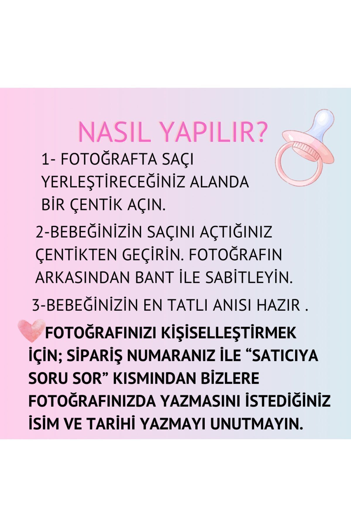 Zift Store İlk Saçım Çerçevesiz Bebek Anı Kartı İle Bebeğimin İlk Saç Hatırası (KİŞİYE ÖZEL İSİM VE TARİH) fotoğrafı 6 (önizleme)