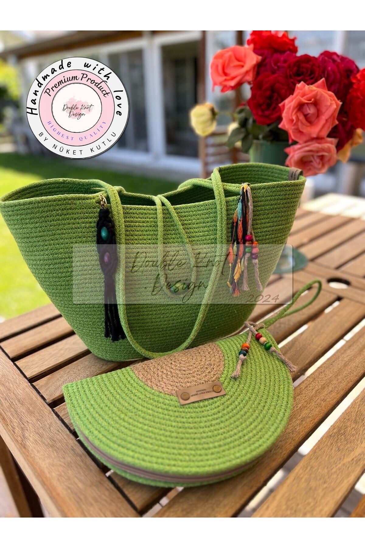 Bella 2-Piece Set Beach Bag , Handbag Clutch, Totebag, Women, Summer, Gift