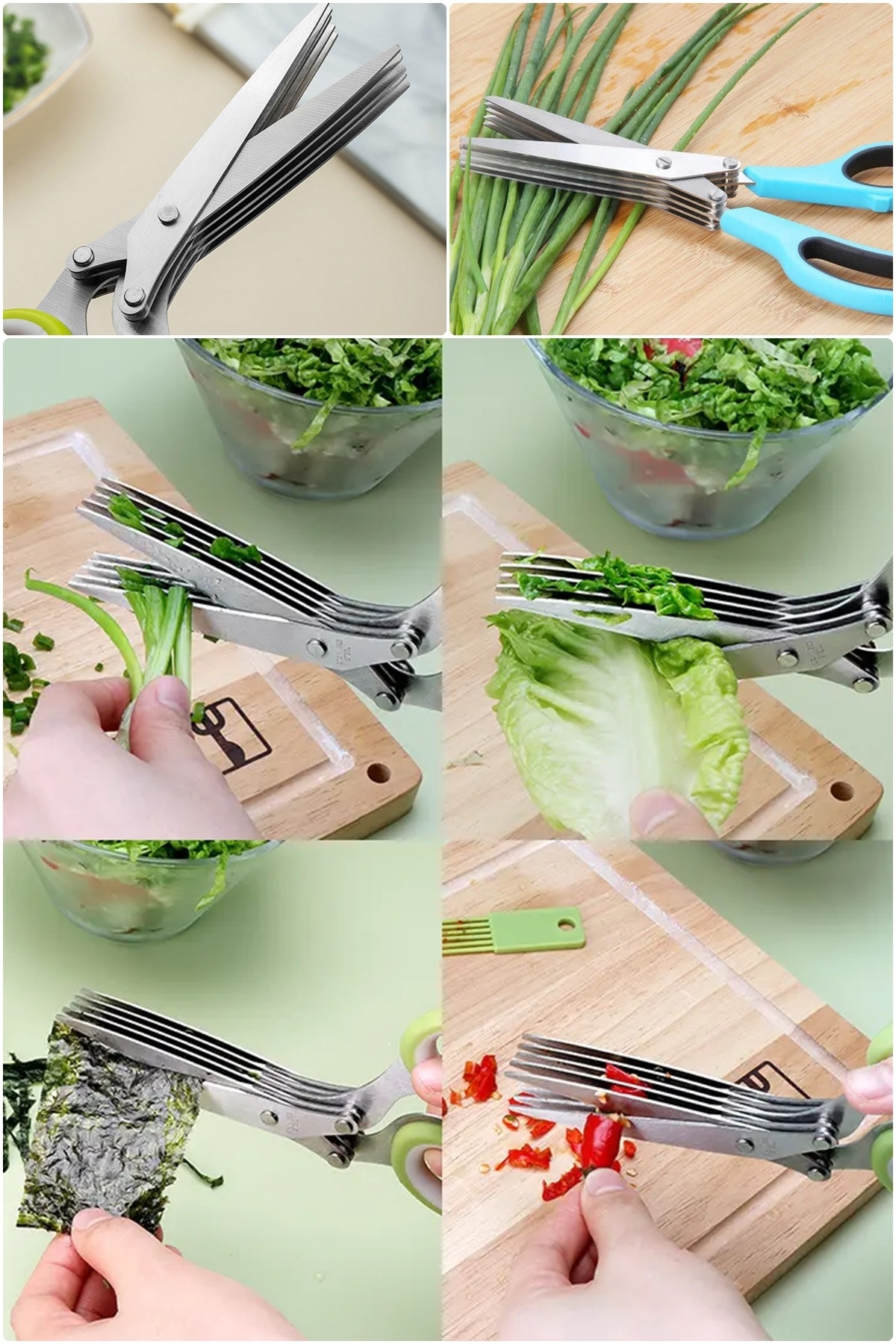 MUHEN-Professional Scissors - Multiple Blades That Makes Salad and Vegetable Chopping Easy 6